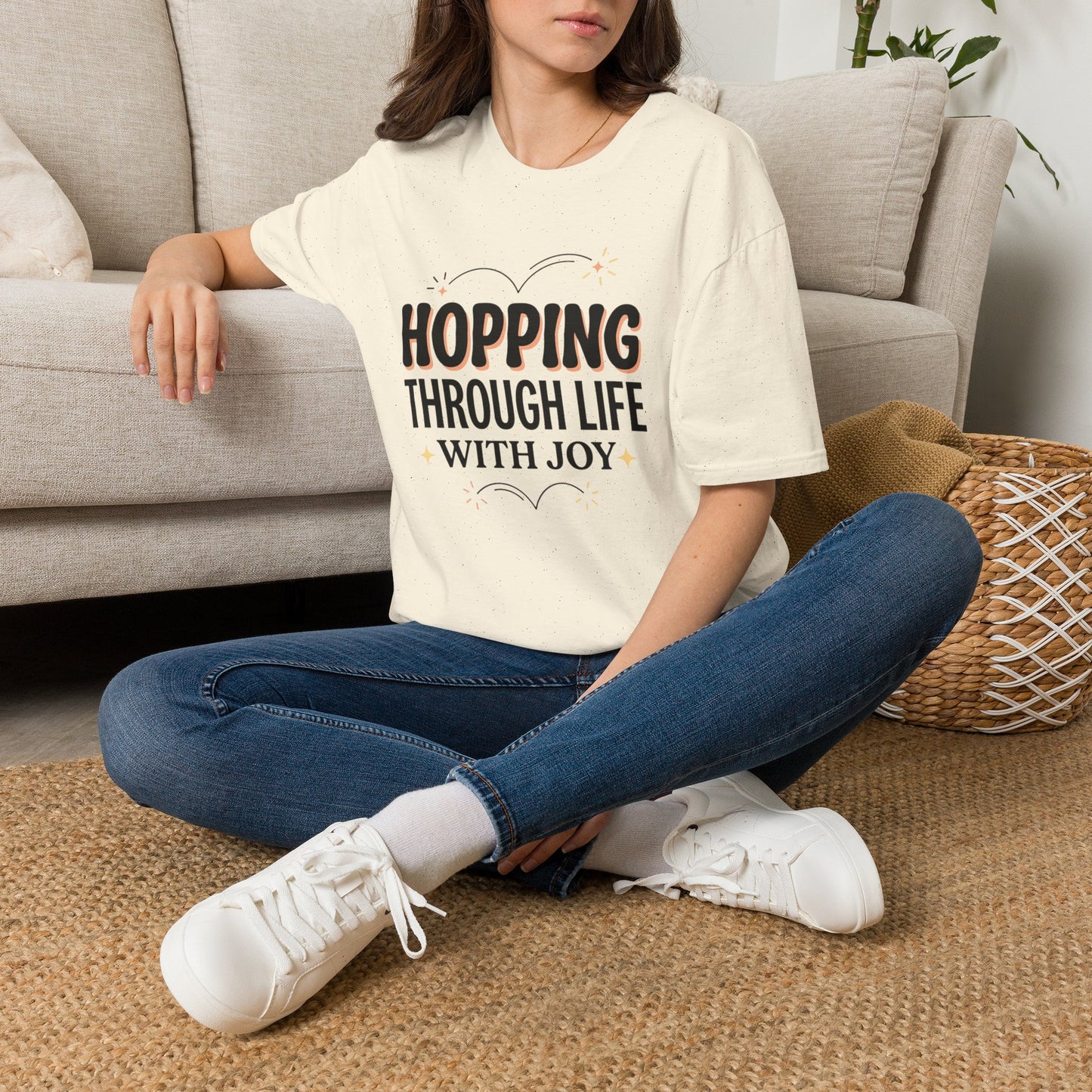 Hopping Through Life Tee — "Hopping Through Life with Joy" Inspirational Graphic T-Shirt
