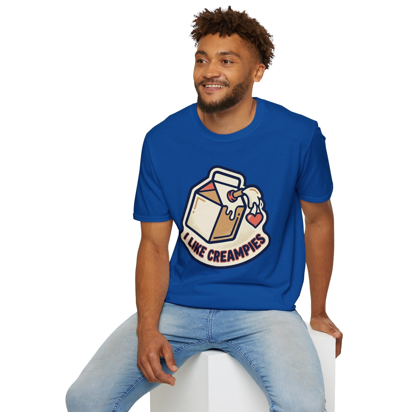 Cream Pie Cartoon T-Shirt — "I Like Creampies" Retro Milk Carton Graphic Tee