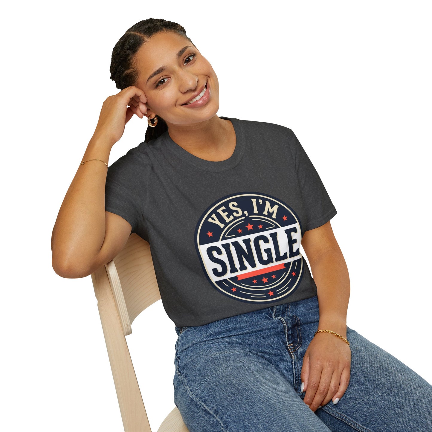 "Yes, I’m Single" Graphic Tee - Single Badge T-Shirt