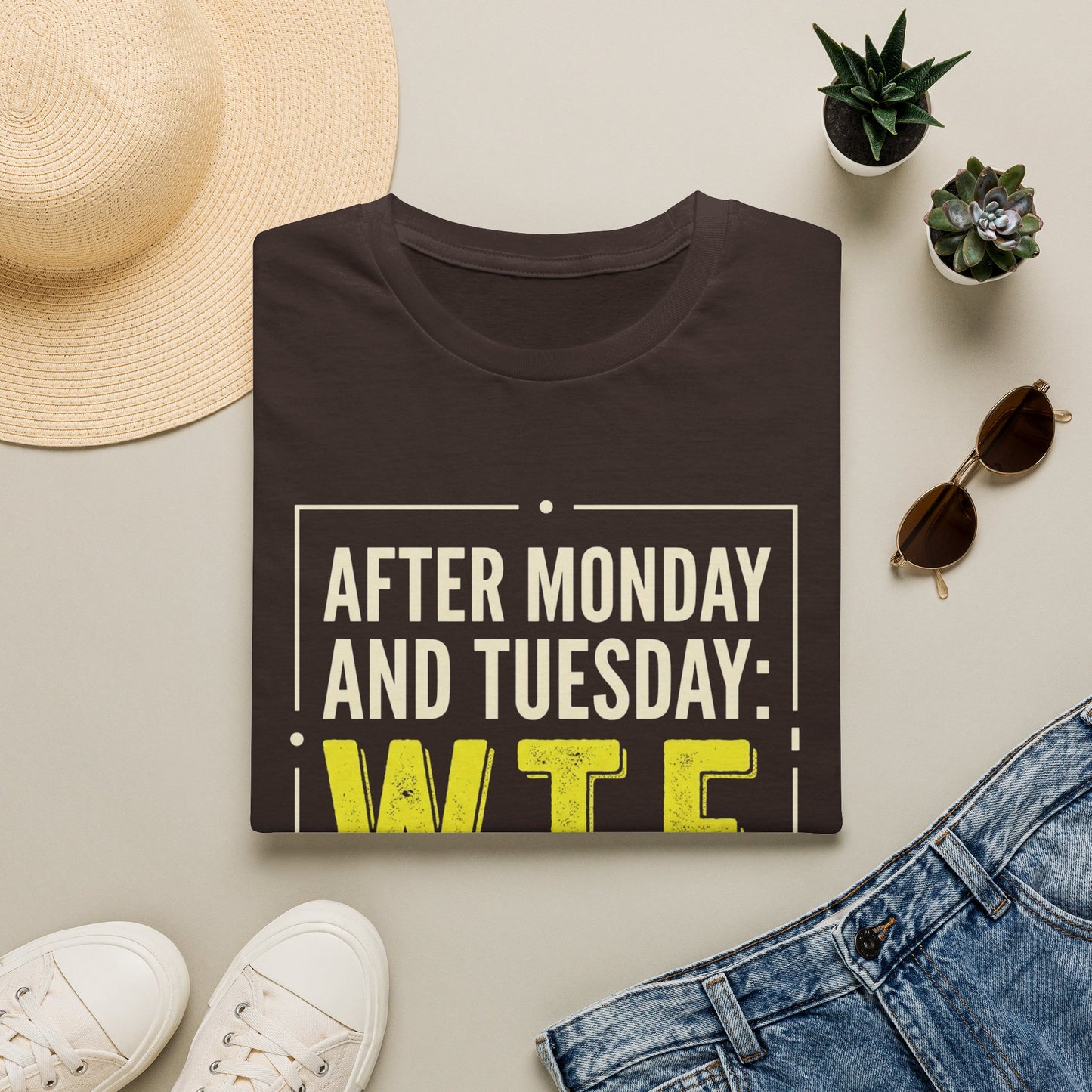 W.T.F. Funny Graphic T‑Shirt — "After Monday and Tuesday: W.T.F." Novelty Tee for Weekend Lovers