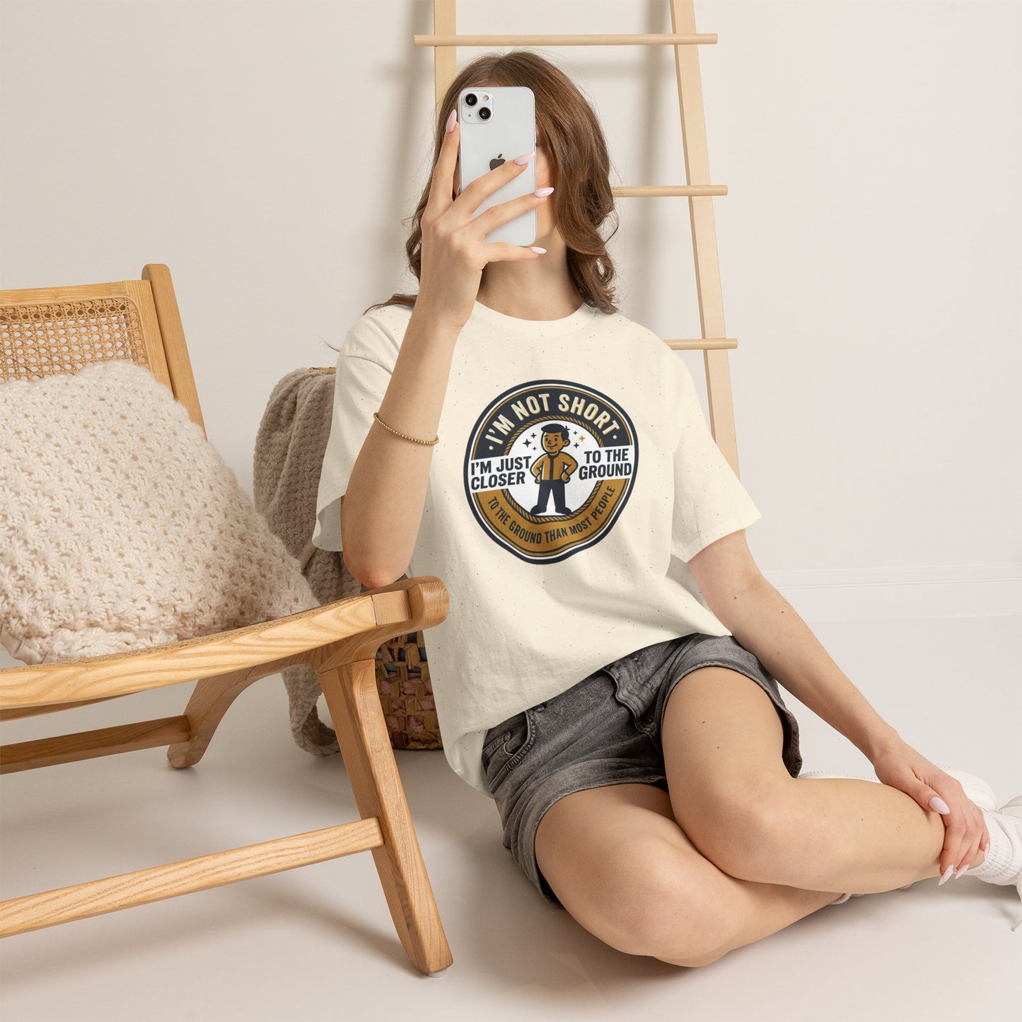 "I'm Not Short, I'm Just Closer to the Ground" Funny Short Height Graphic Tee