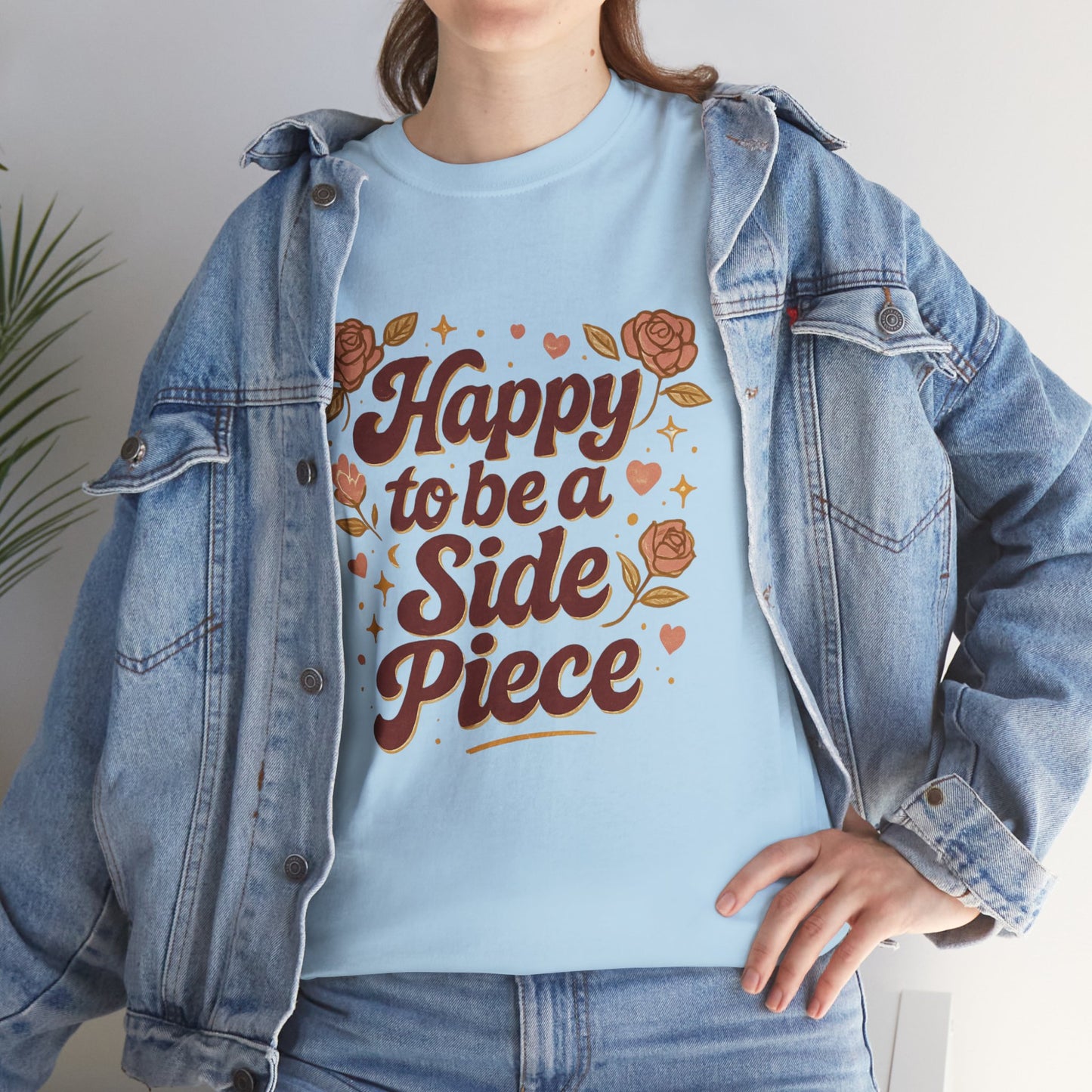 Happy to Be a Side Piece Tee — Retro Floral Statement T-Shirt