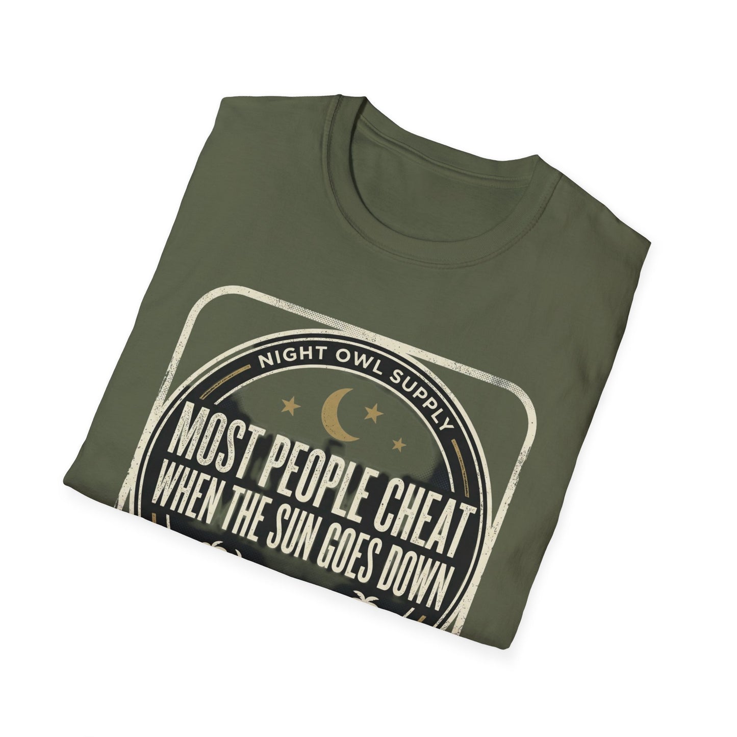 “Most People Cheat When The Sun Goes Down” Vintage Graphic Tee-Night Owl T-Shirt