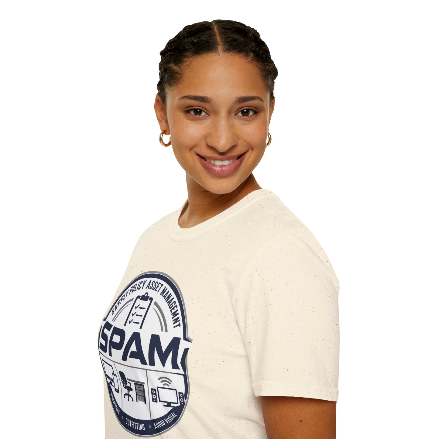 SPAM Supply Policy Asset Management T-Shirt — Logistics/ IT / Admin Graphic Tee