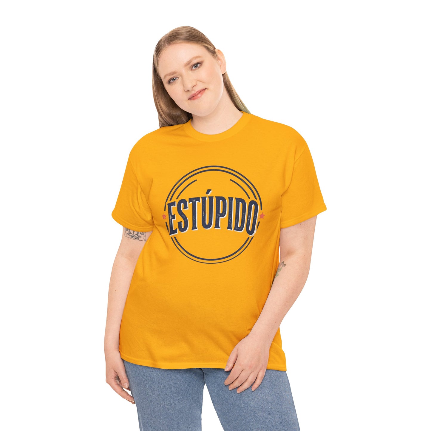 ESTÚPIDO Circle Logo Graphic Tee (Spanish Funny Statement)