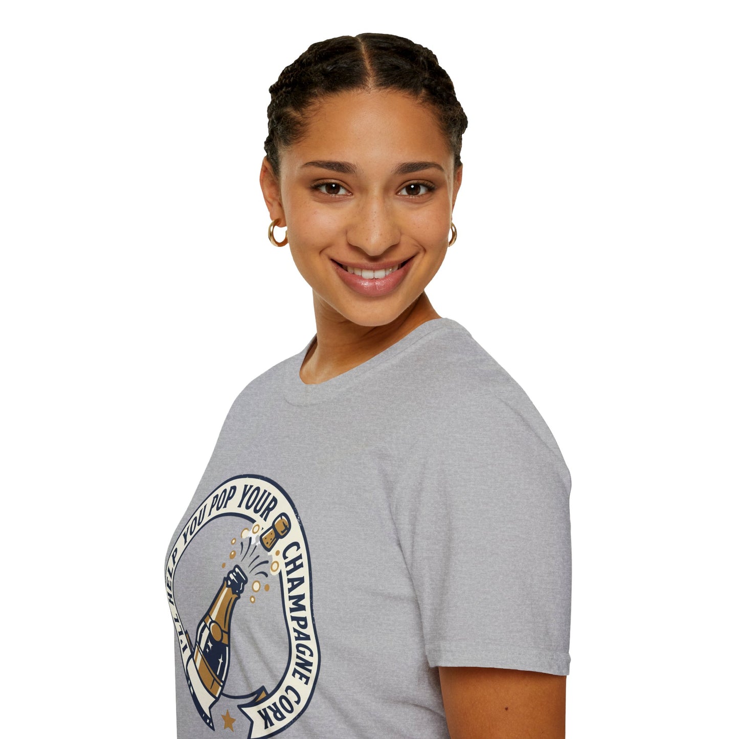 Champagne Cork Pop T-Shirt – "I’ll Help You Pop Your Champagne Cork" Celebration Tee