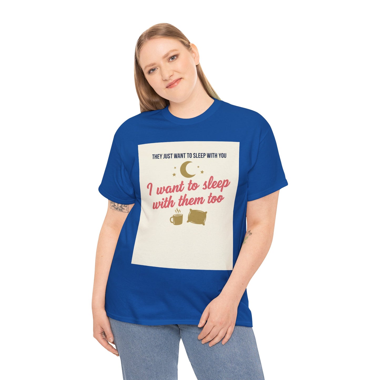 Sleepy Cats T-Shirt — "I Want to Sleep with Them Too" Cute Nighttime Pet Tee