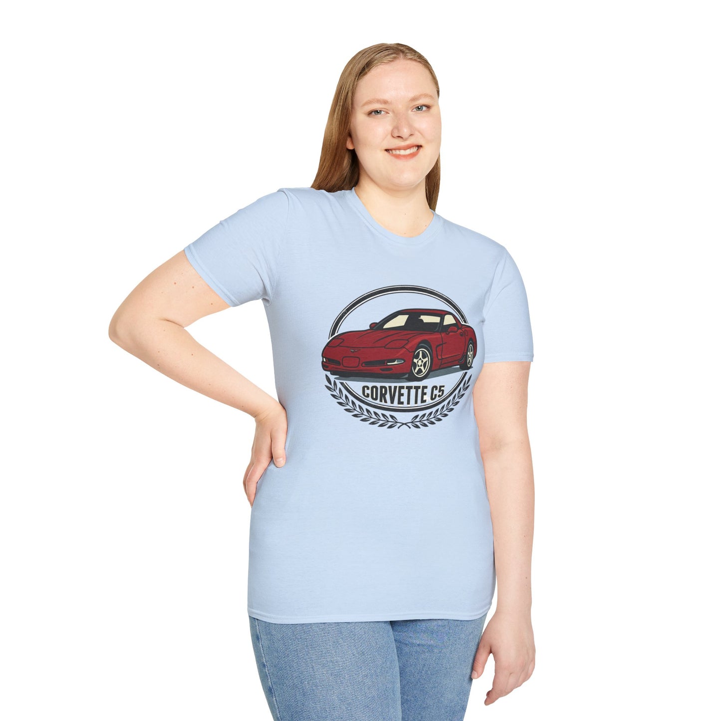 Corvette C5 T-Shirt – Classic Red Sports Car Crewneck for Car Enthusiasts