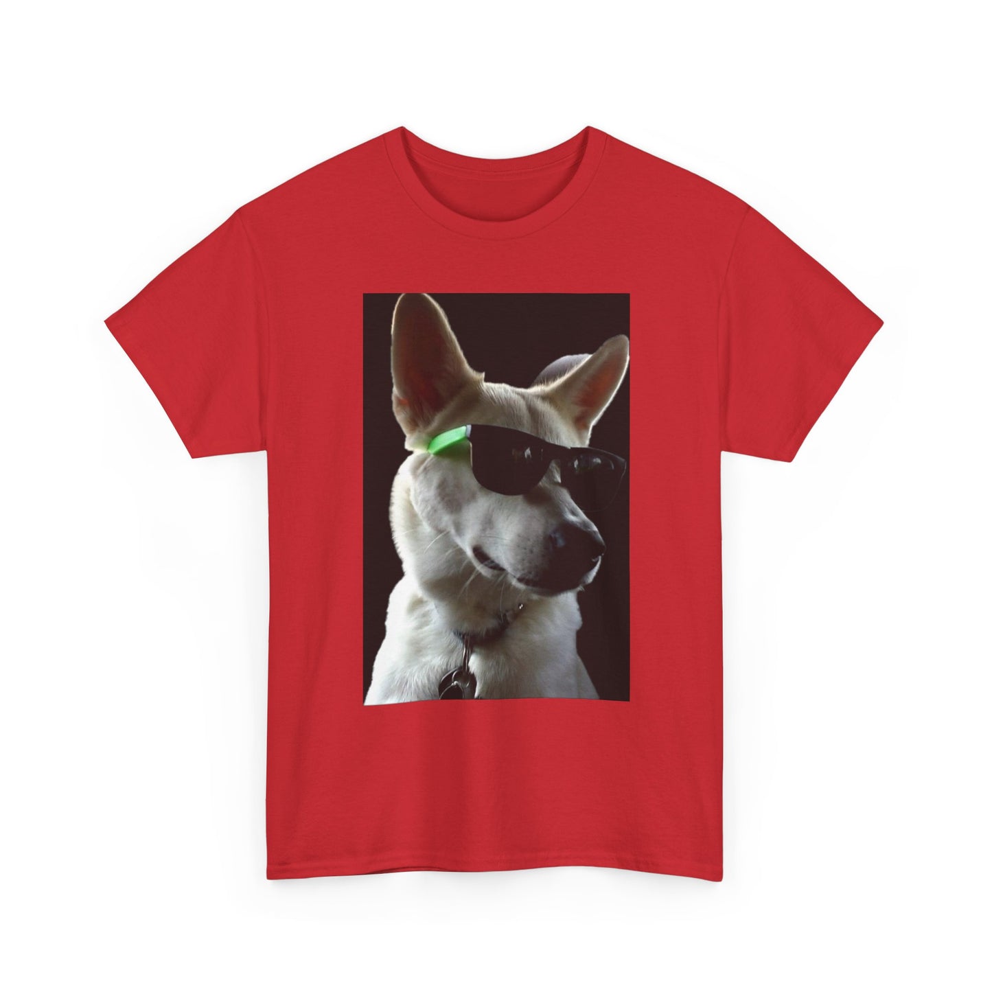 Cyberpunk Dog Photo Tee — Futuristic Bull Terrier Graphic T-Shirt Printify
