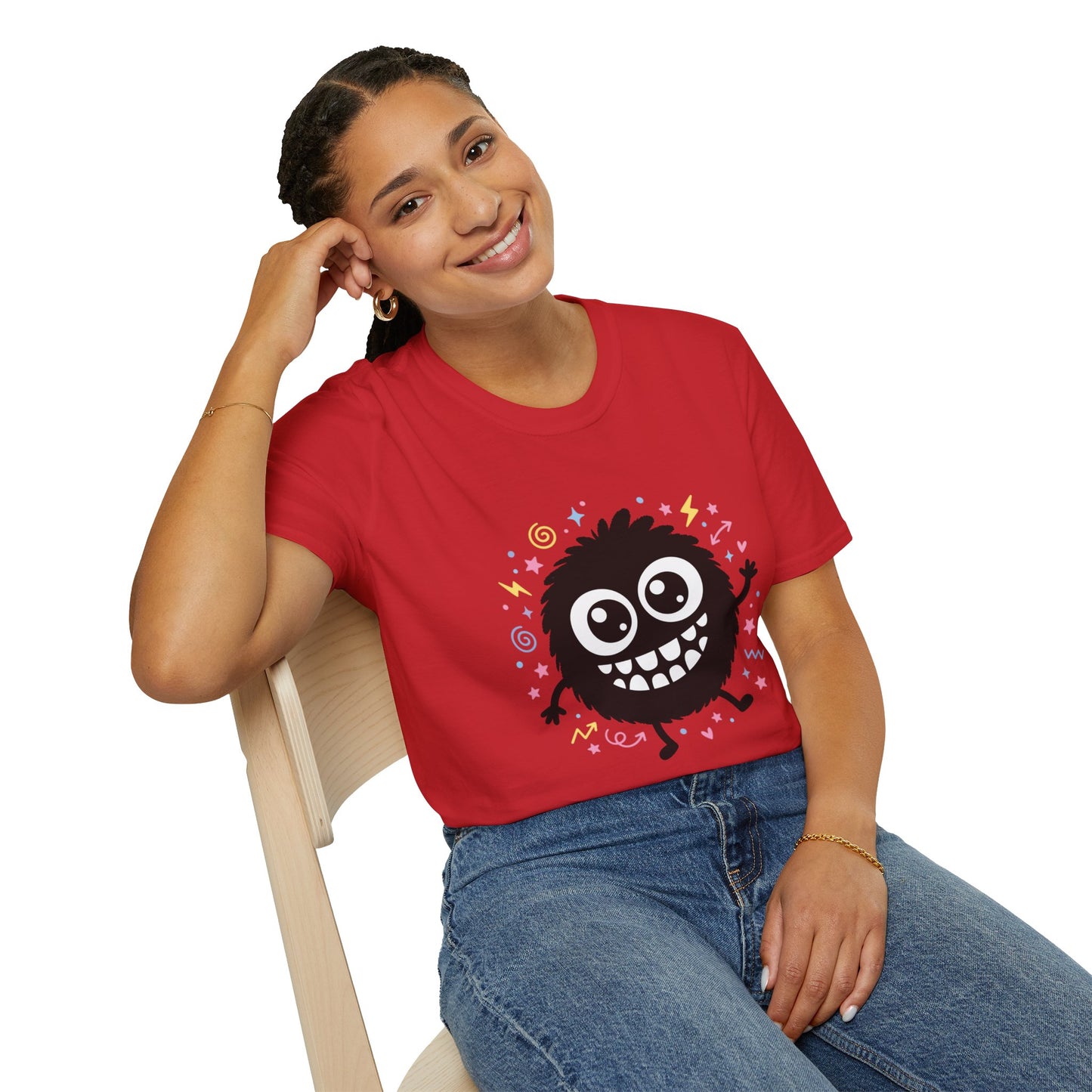 Cute Fuzzy Monster T-Shirt — Playful Cartoon Graphic Tee for Kids & Adults