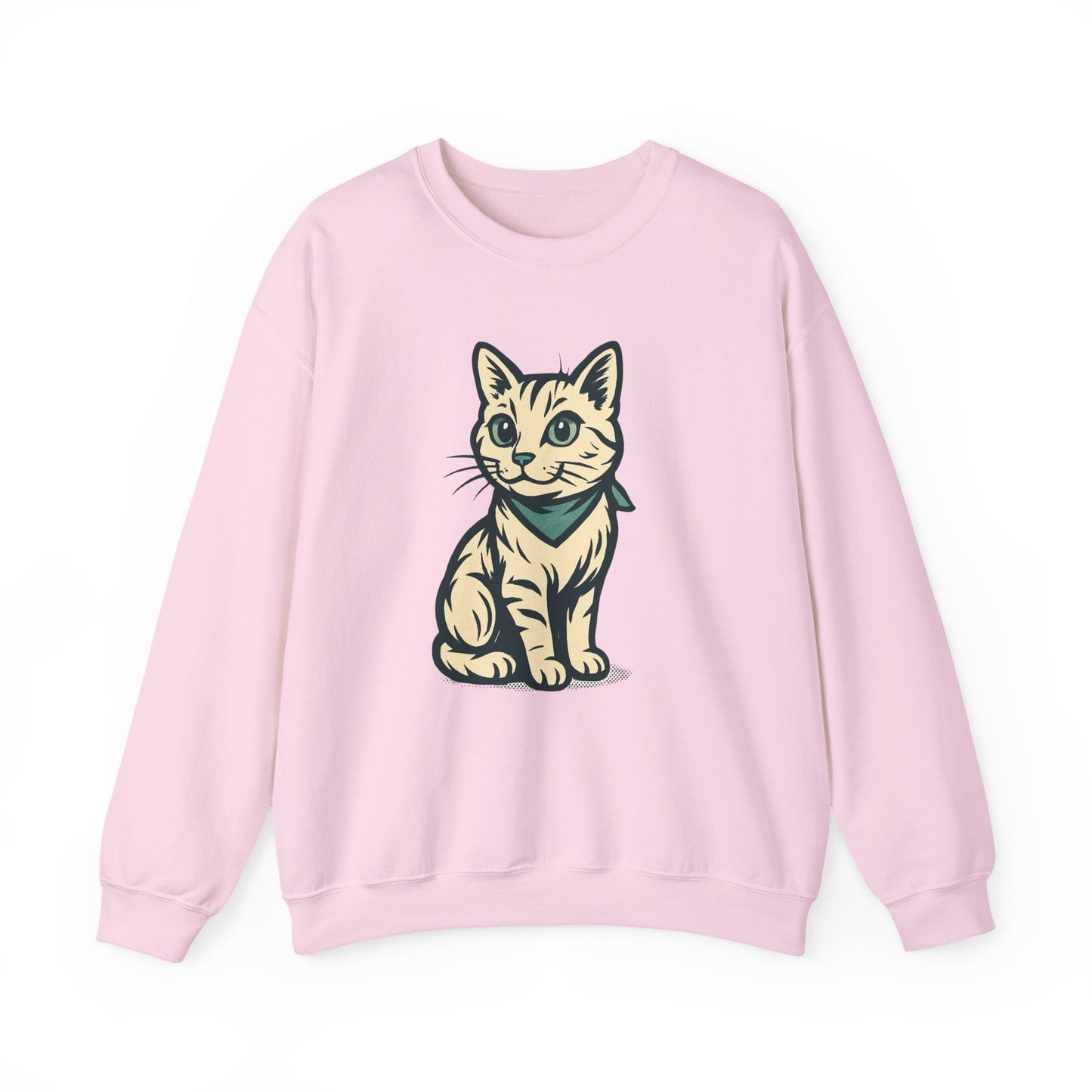Cute Kitten Pullover Sweatshirt — Vintage Cat Illustration Crewneck