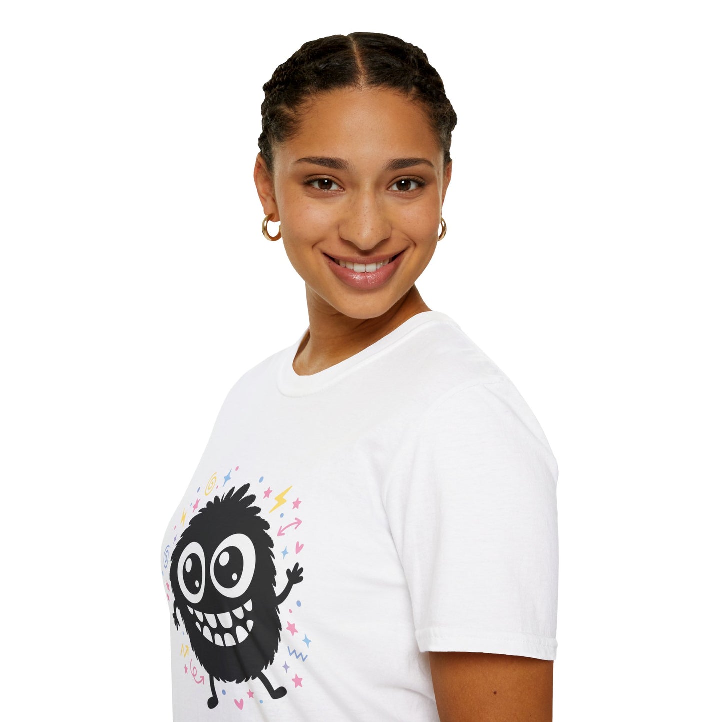 Cute Fuzzy Monster T-Shirt — Playful Cartoon Graphic Tee for Kids & Adults