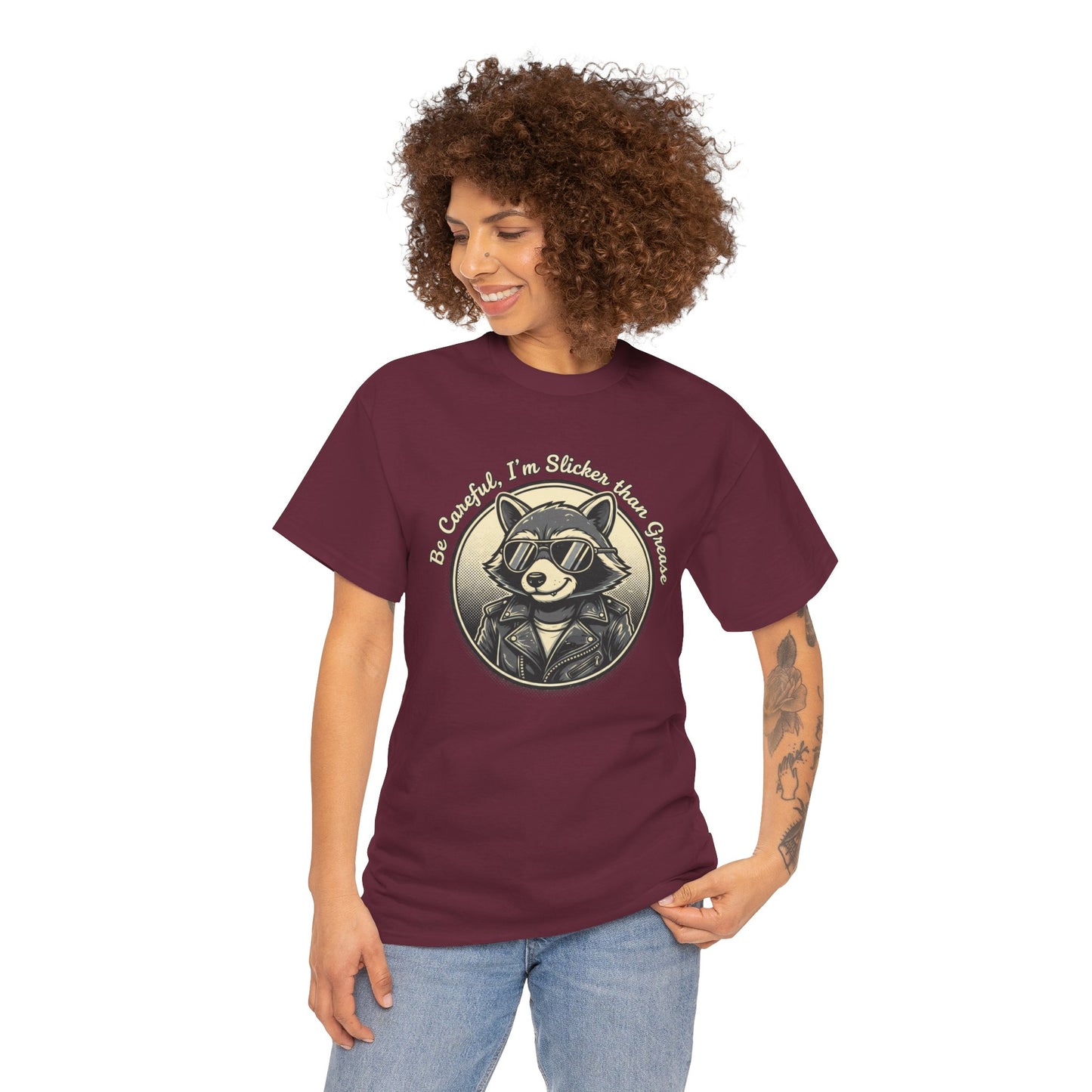 Raccoon Detective Graphic Tee — "Be Careful I’m Watching Your Snacks" Vintage Badge T-Shirt