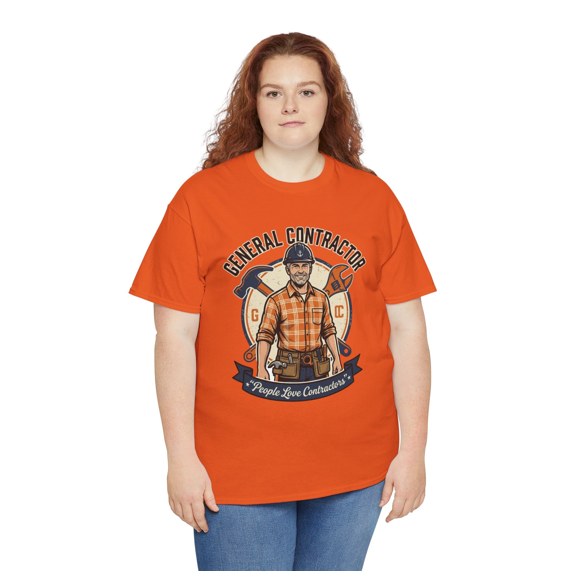 General Contractor T-Shirt — Vintage Construction Worker Logo Tee Printify