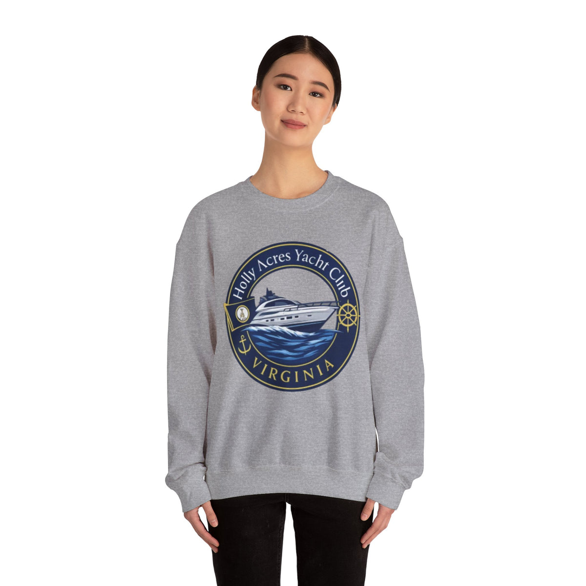 Virginia Yacht Club Crewneck Sweatshirt — "Holly Acres Yacht Club" Nautical Logo
