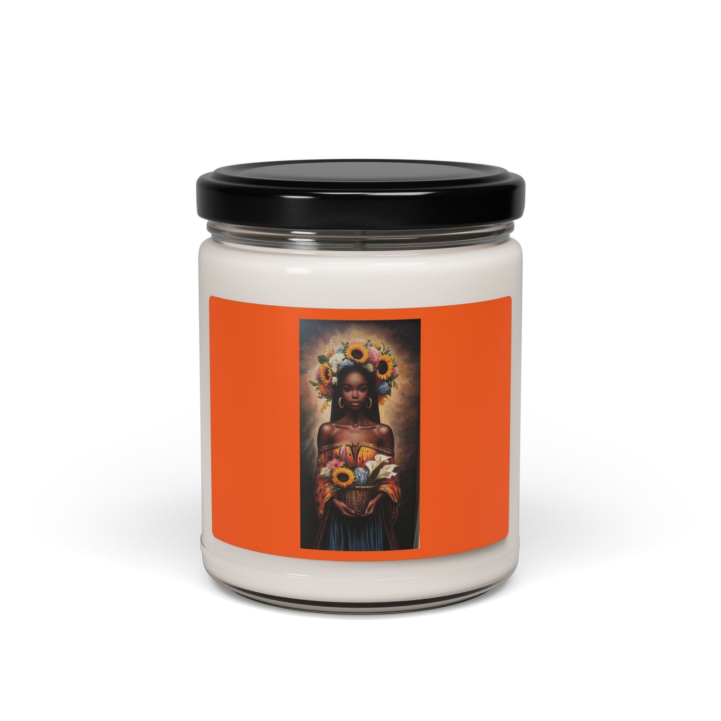 Soy Candle — Black Madonna with Sunflowers Scented Jar (9 oz)