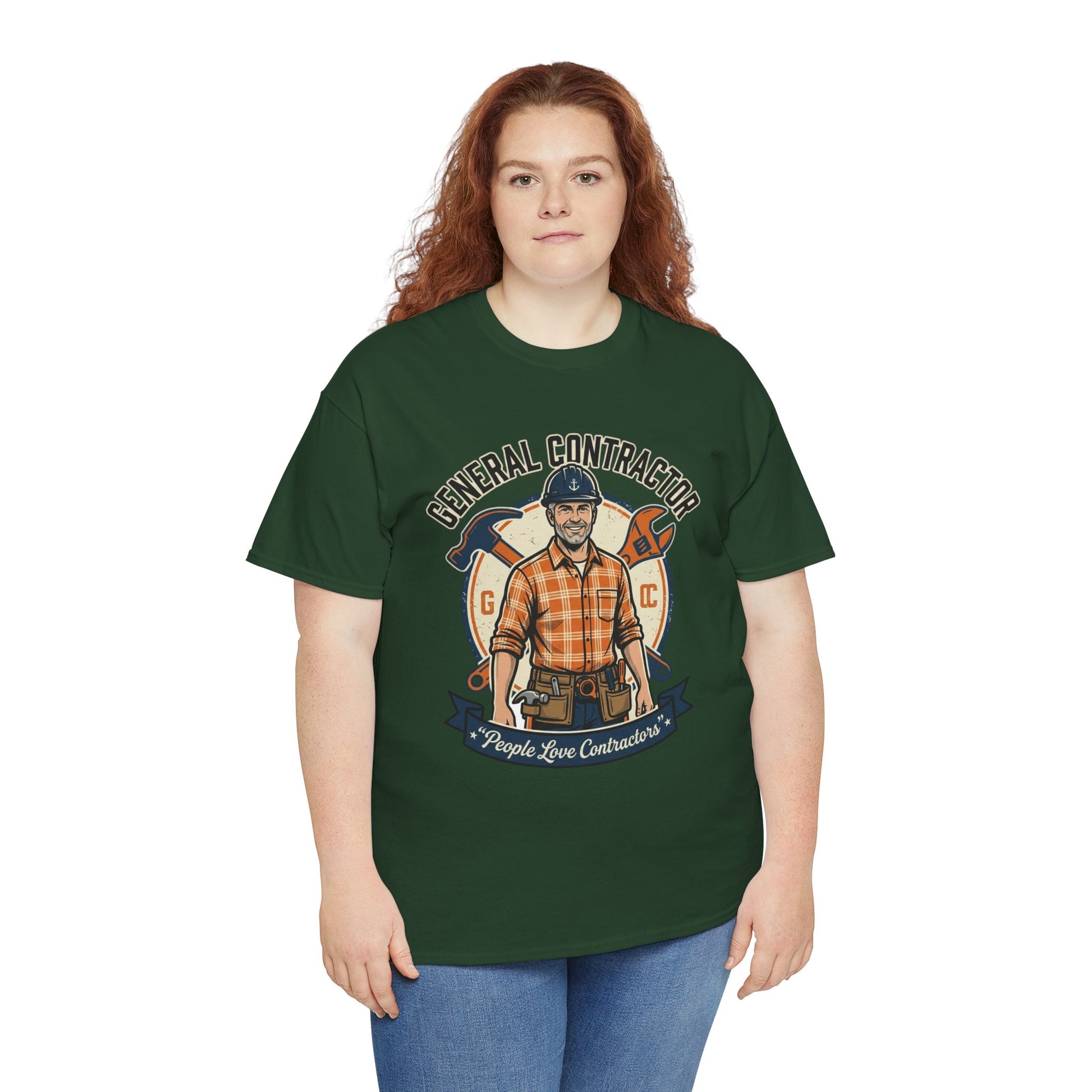 General Contractor T-Shirt — Vintage Construction Worker Logo Tee Printify
