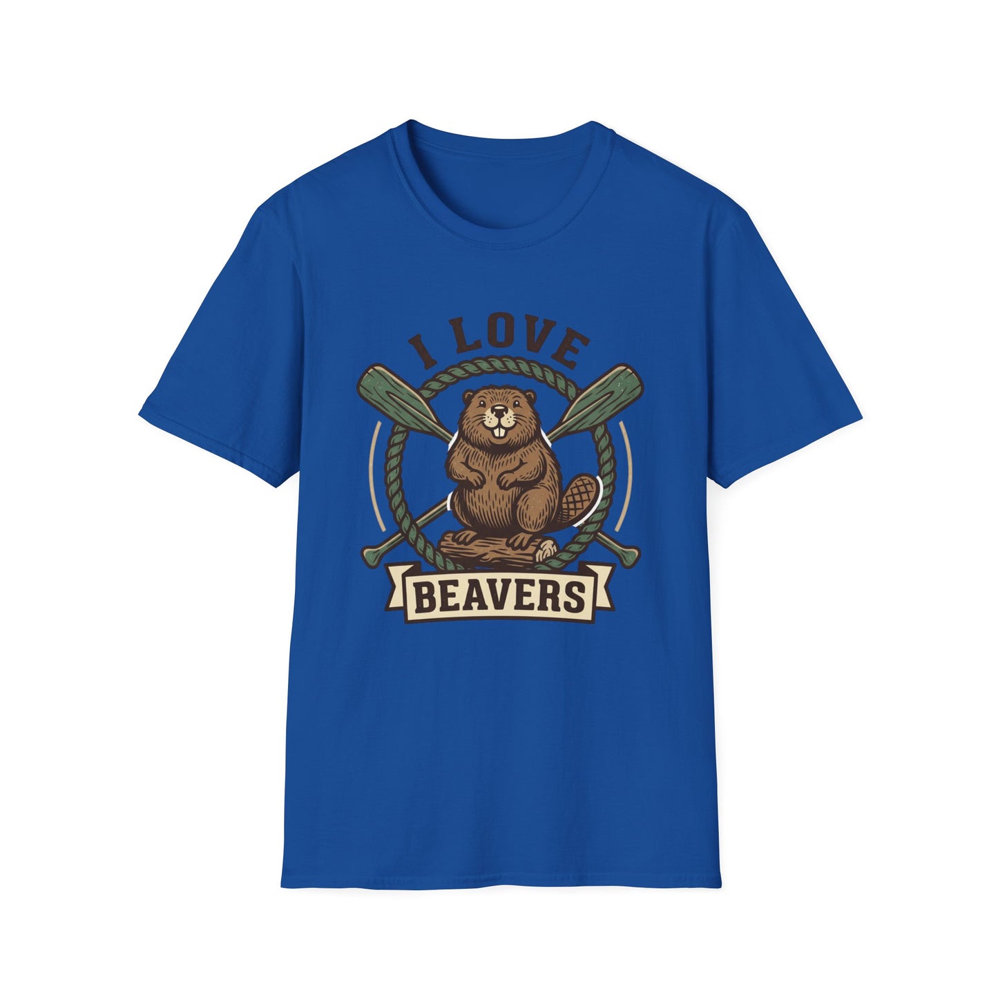 I Love Beavers T-Shirt — Cute Vintage Beaver Graphic Tee with Oars
