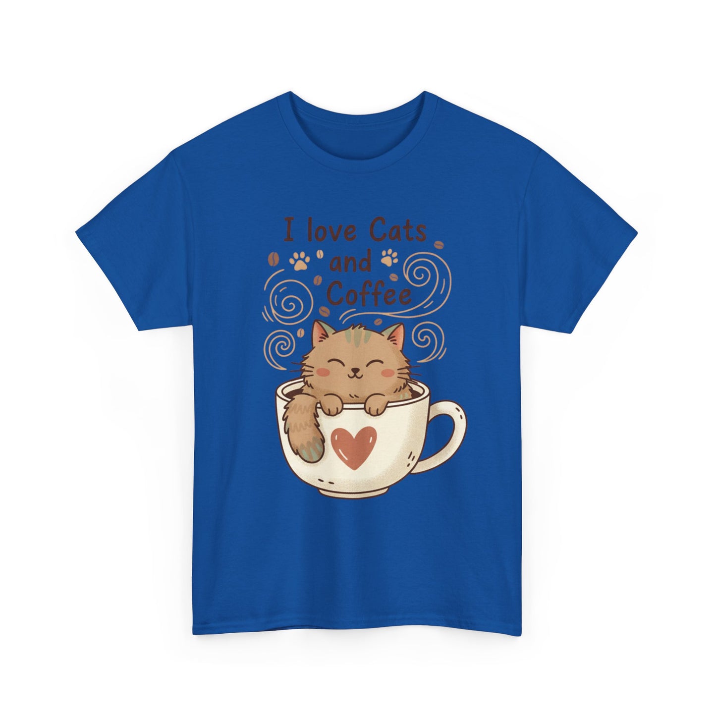 Cat and Coffee T‑Shirt — "I Love Cats and Coffee" Cute Cat in Mug Tee