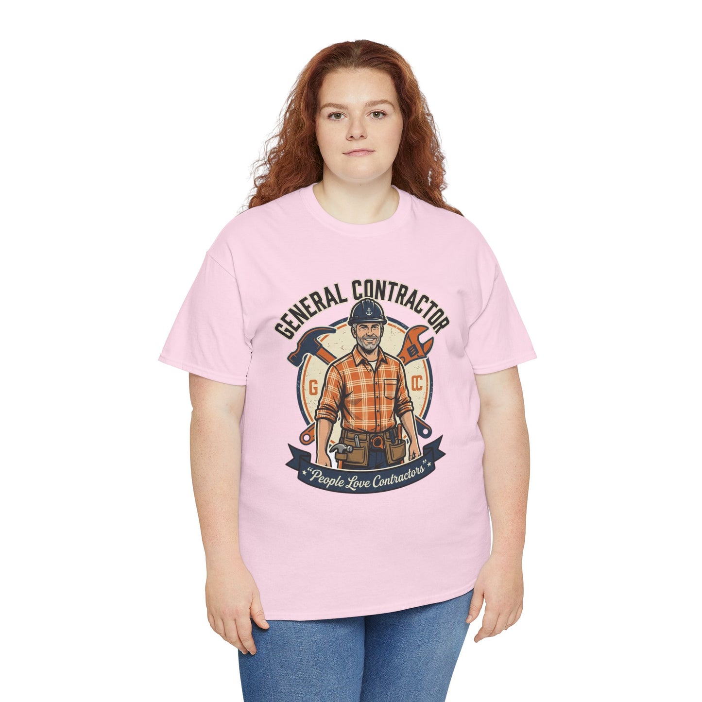 General Contractor T-Shirt — Vintage Construction Worker Logo Tee Printify