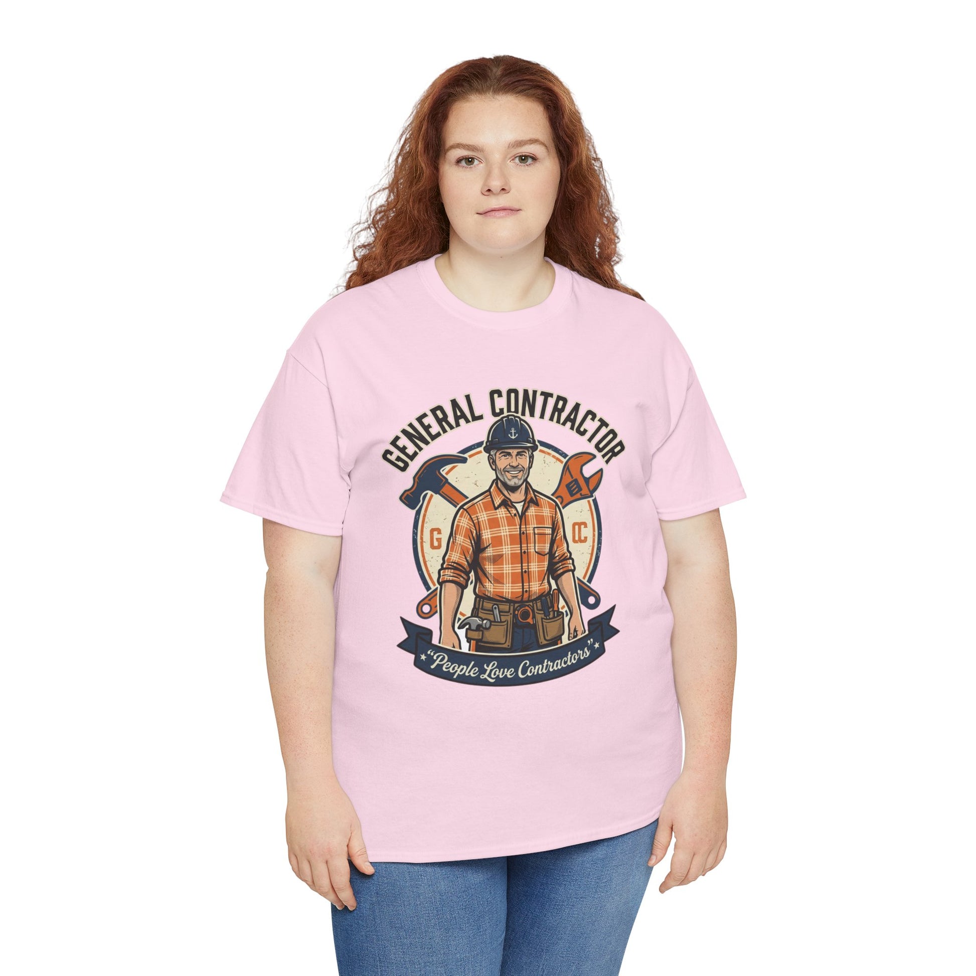 General Contractor T-Shirt — Vintage Construction Worker Logo Tee Printify