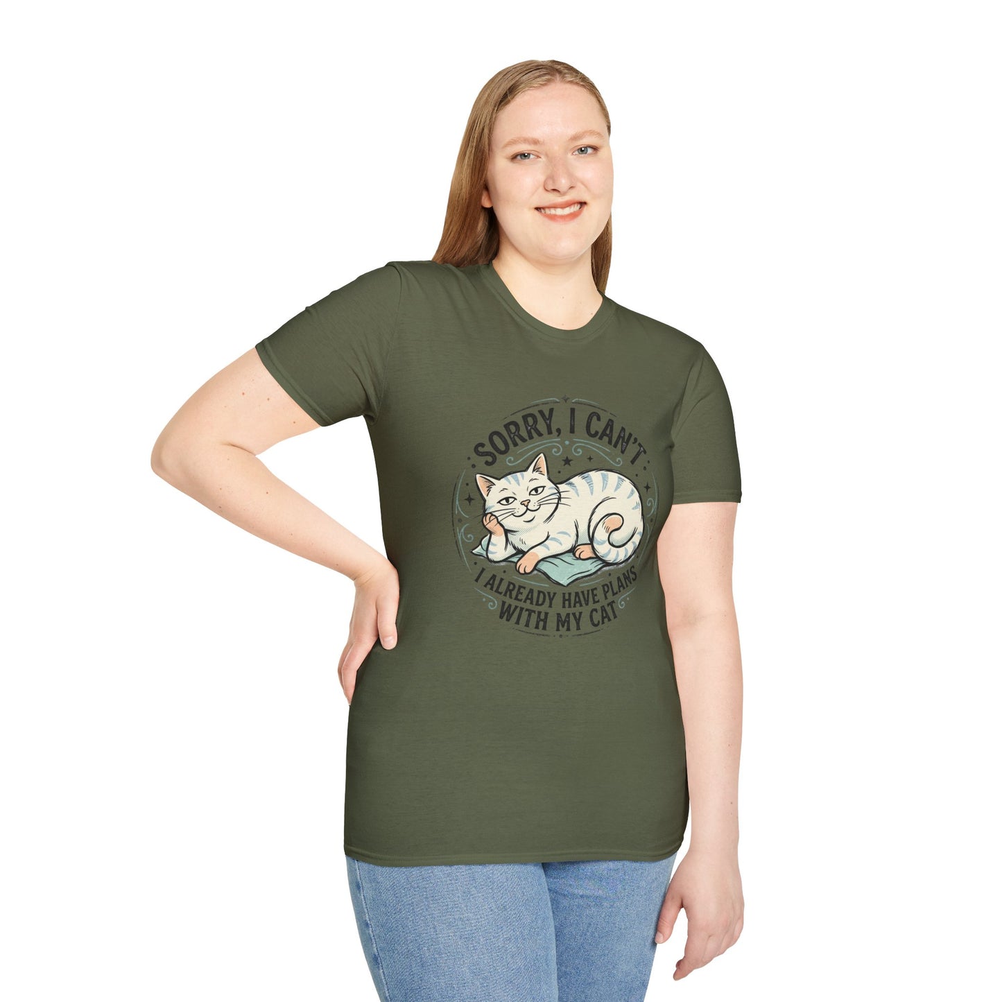 "Sorry, I Can’t — I Already Have Plans With My Cat" Cute Cat Graphic Tee