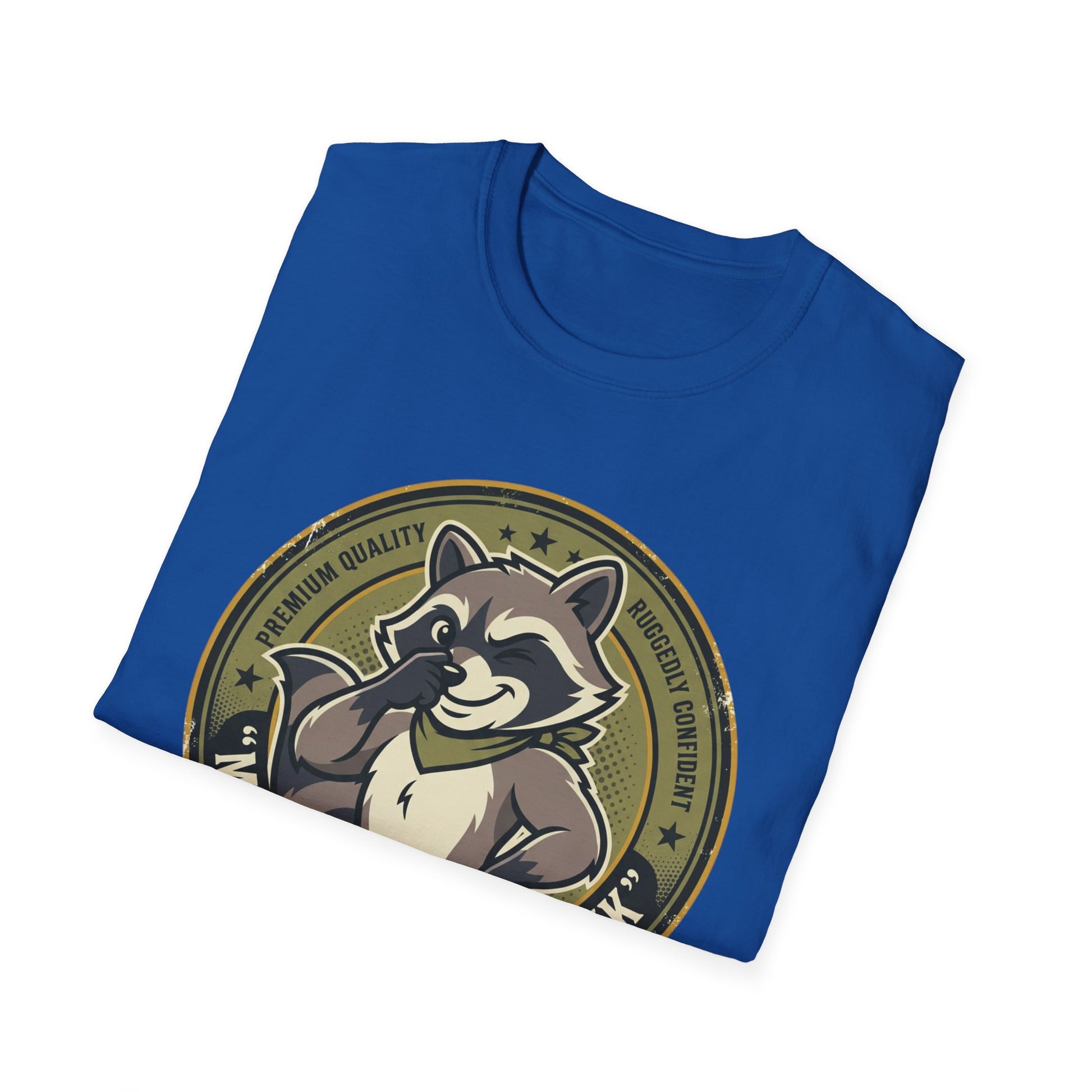 Raccoon Badge T-Shirt — "My Shit Doesn't Stink" Funny Graphic Tee Printify