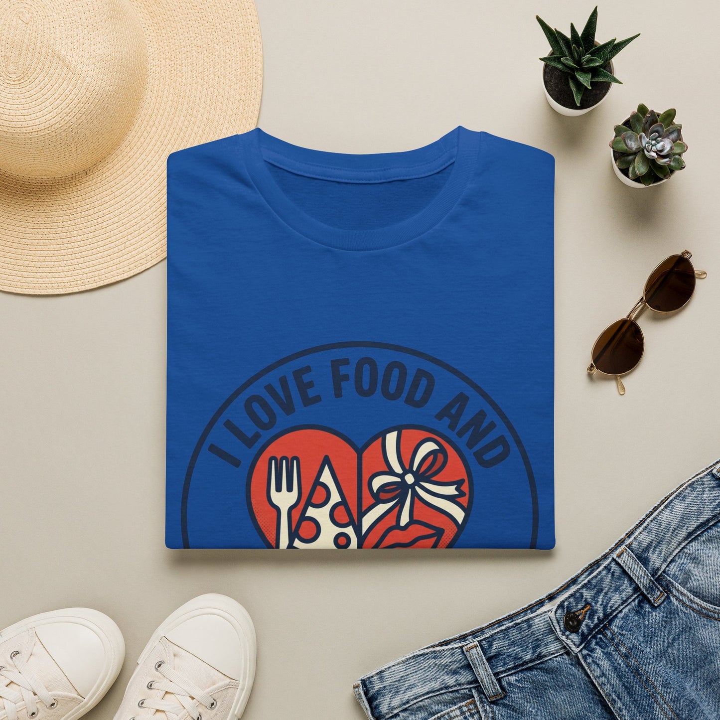 "I Love Food and Sexual Favors" Graphic Tee (Heart Pizza & Candy Design)