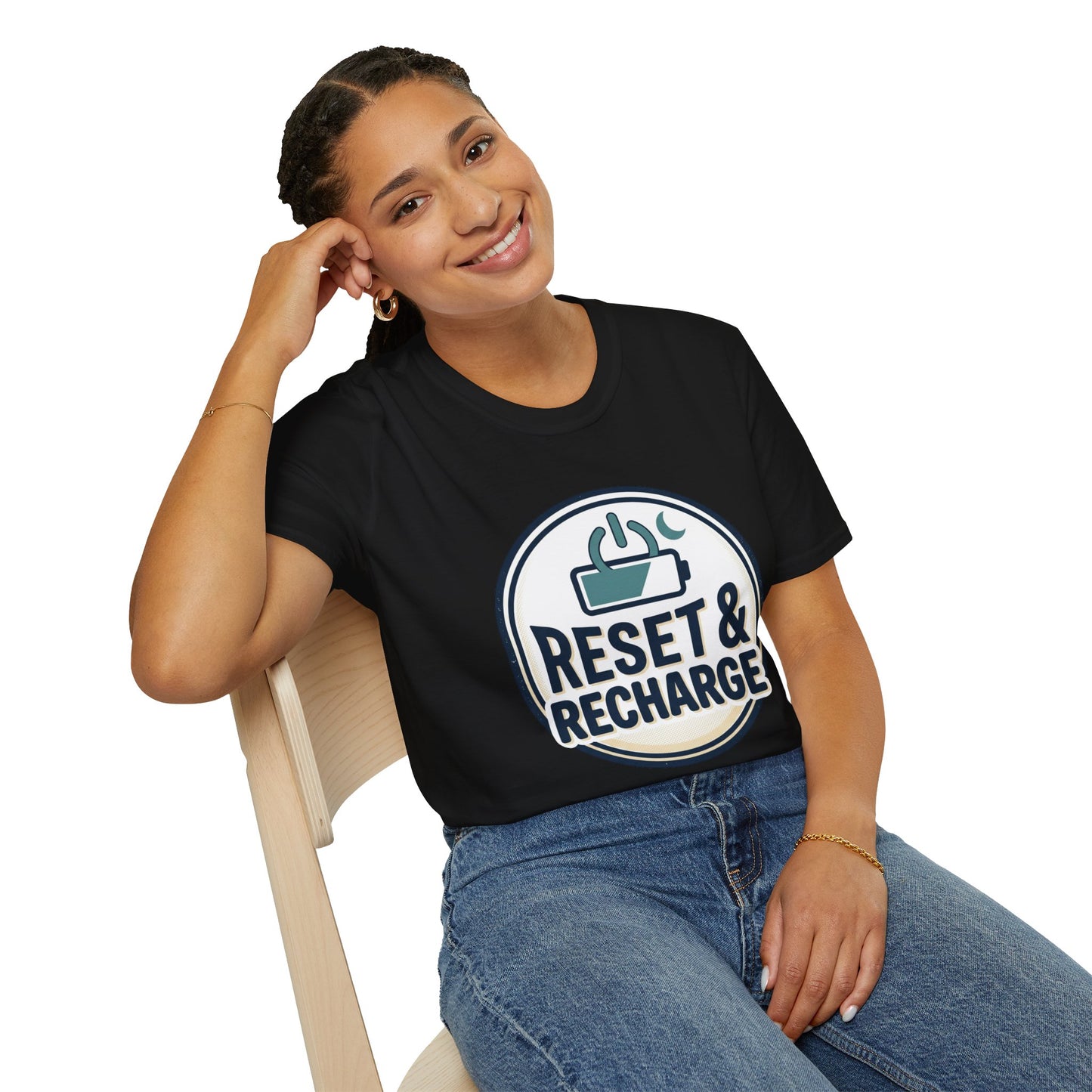Reset & Recharge T-Shirt — Self-Care Relaxation Graphic Tee