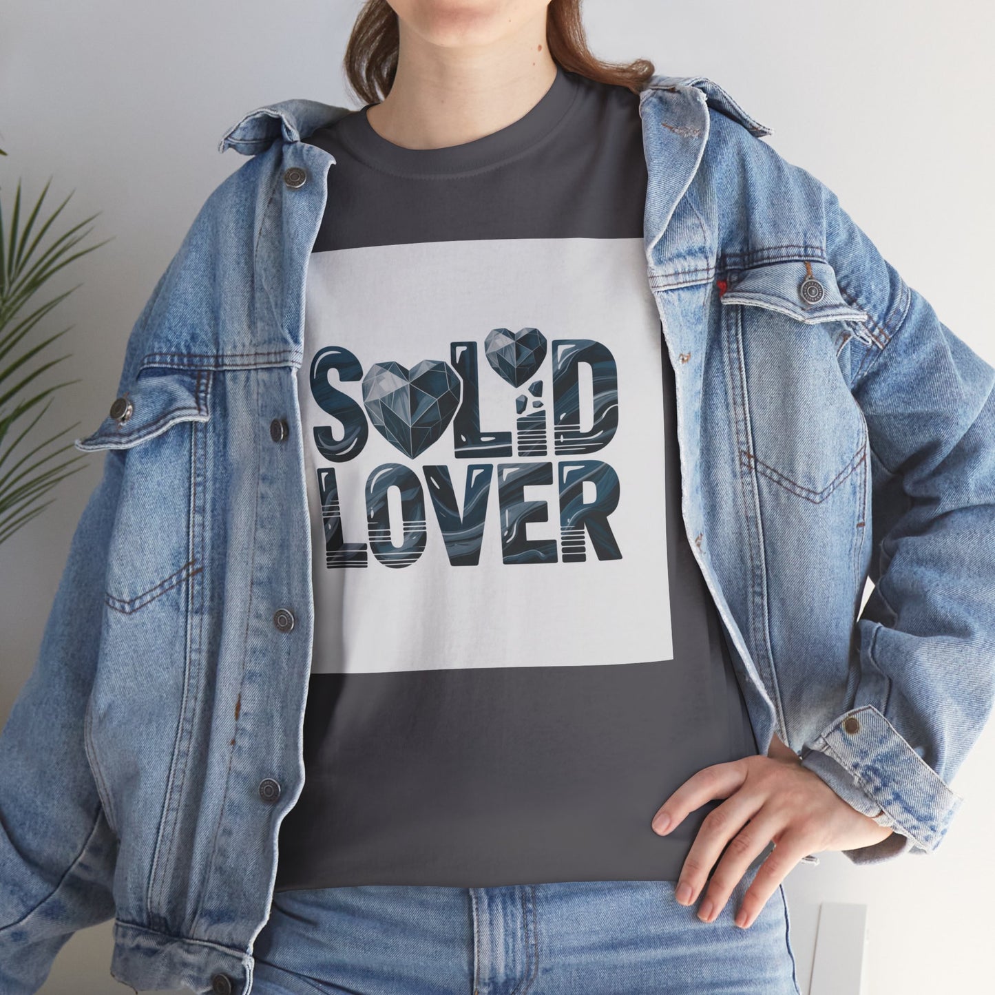 Solid Lover T‑Shirt — Bold Heart Typography Tee for Couples & Romance