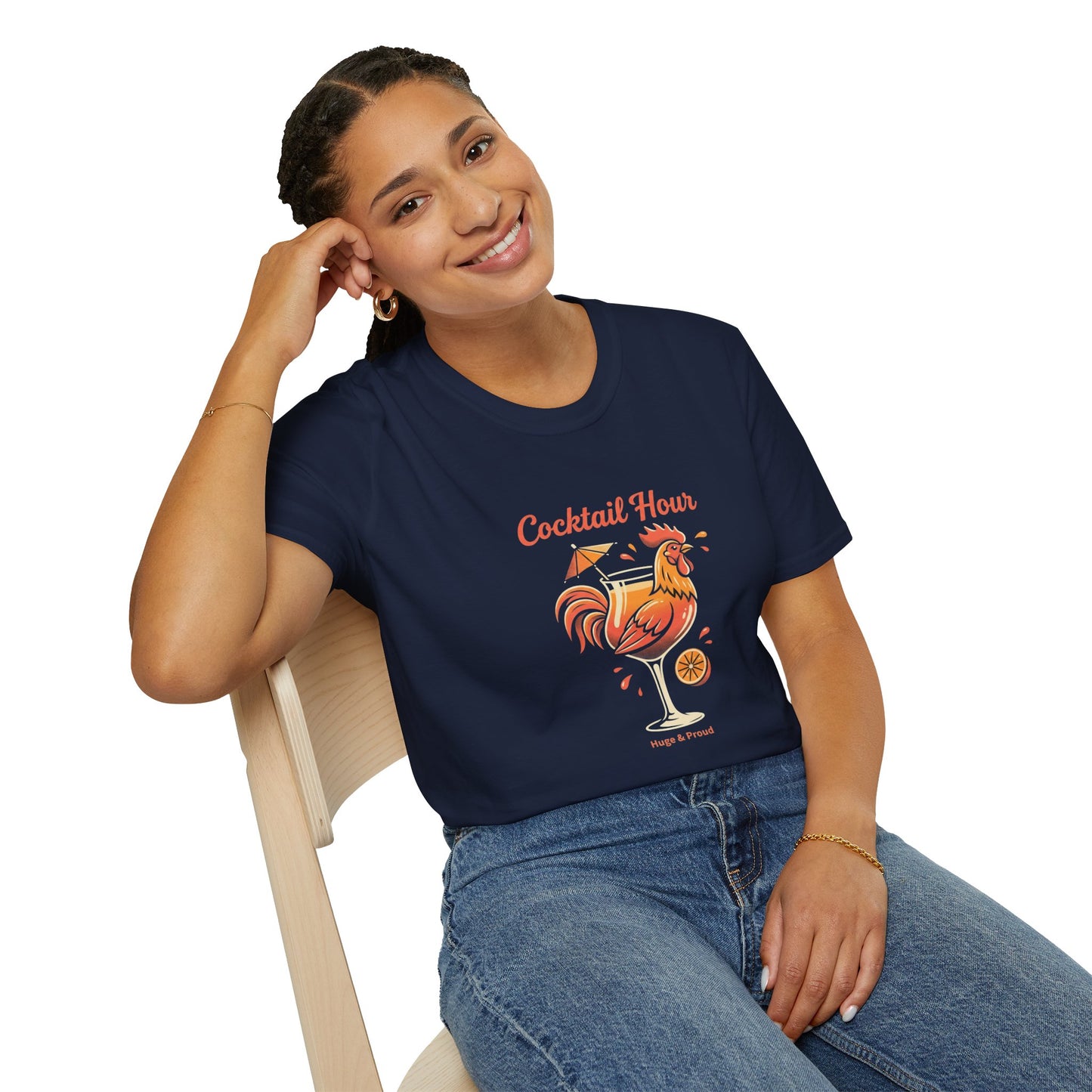 Cocktail Hour Rooster T-Shirt — Funny Bar & Happy Hour Graphic Tee