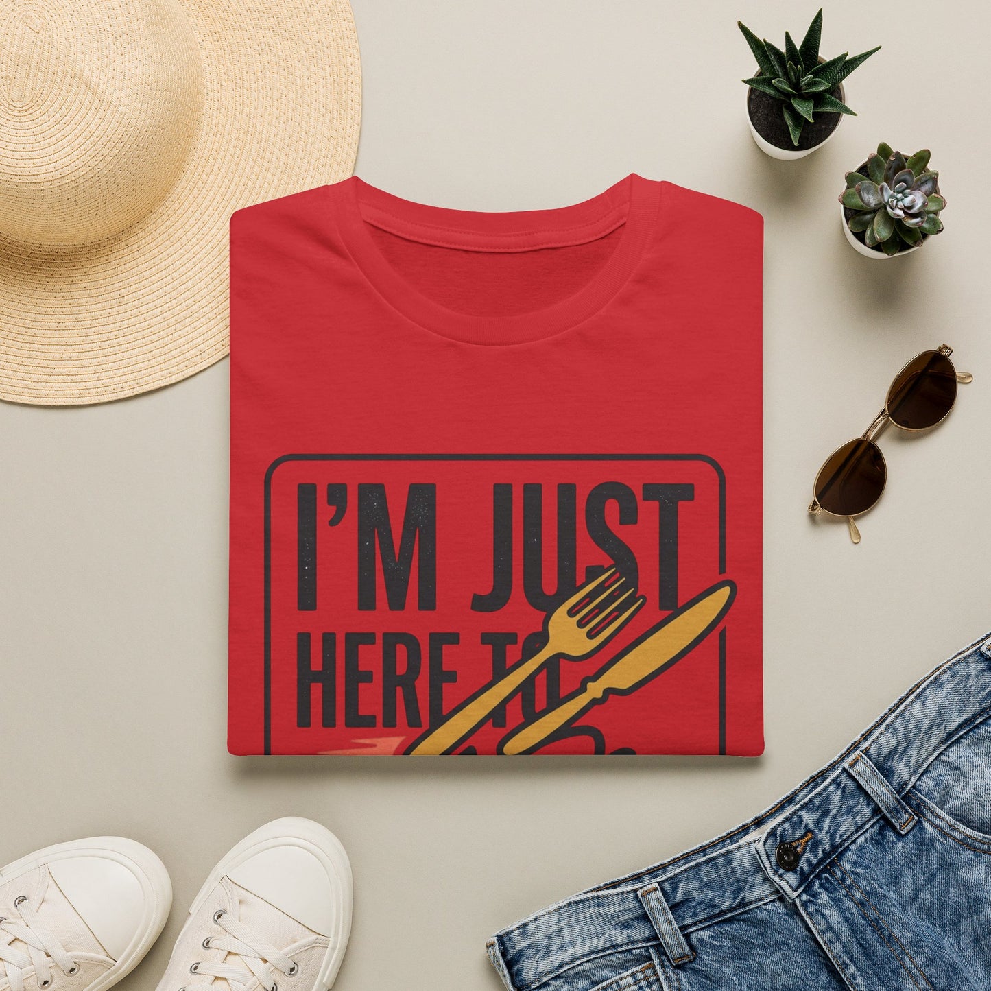 I'm Just Here to Eat and Run T-Shirt — Funny Runner & Foodie Tee