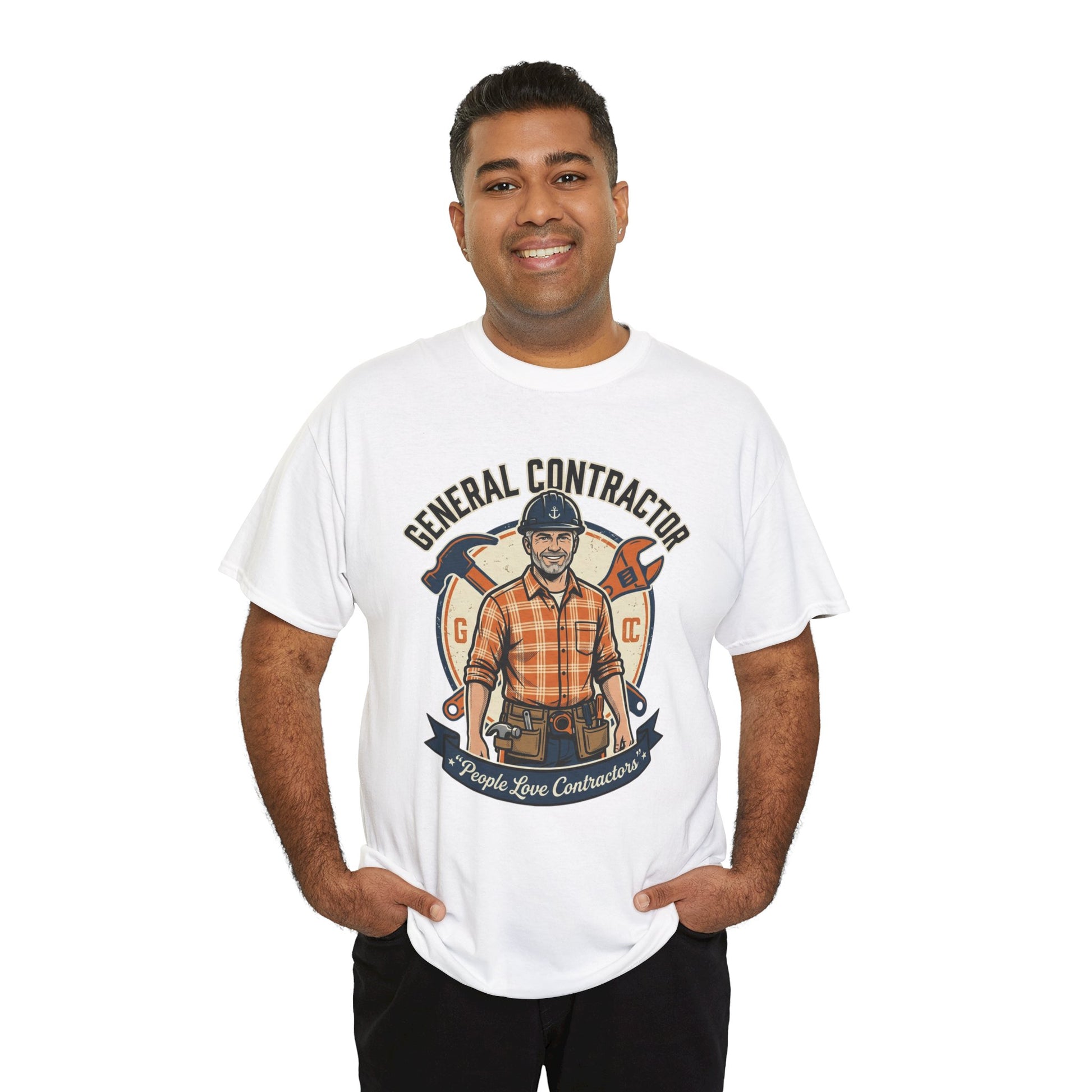 General Contractor T-Shirt — Vintage Construction Worker Logo Tee Printify