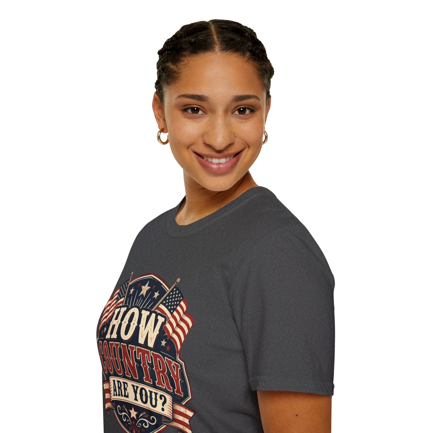 How Country Are You? T-Shirt — Vintage American Flag Country Graphic Tee