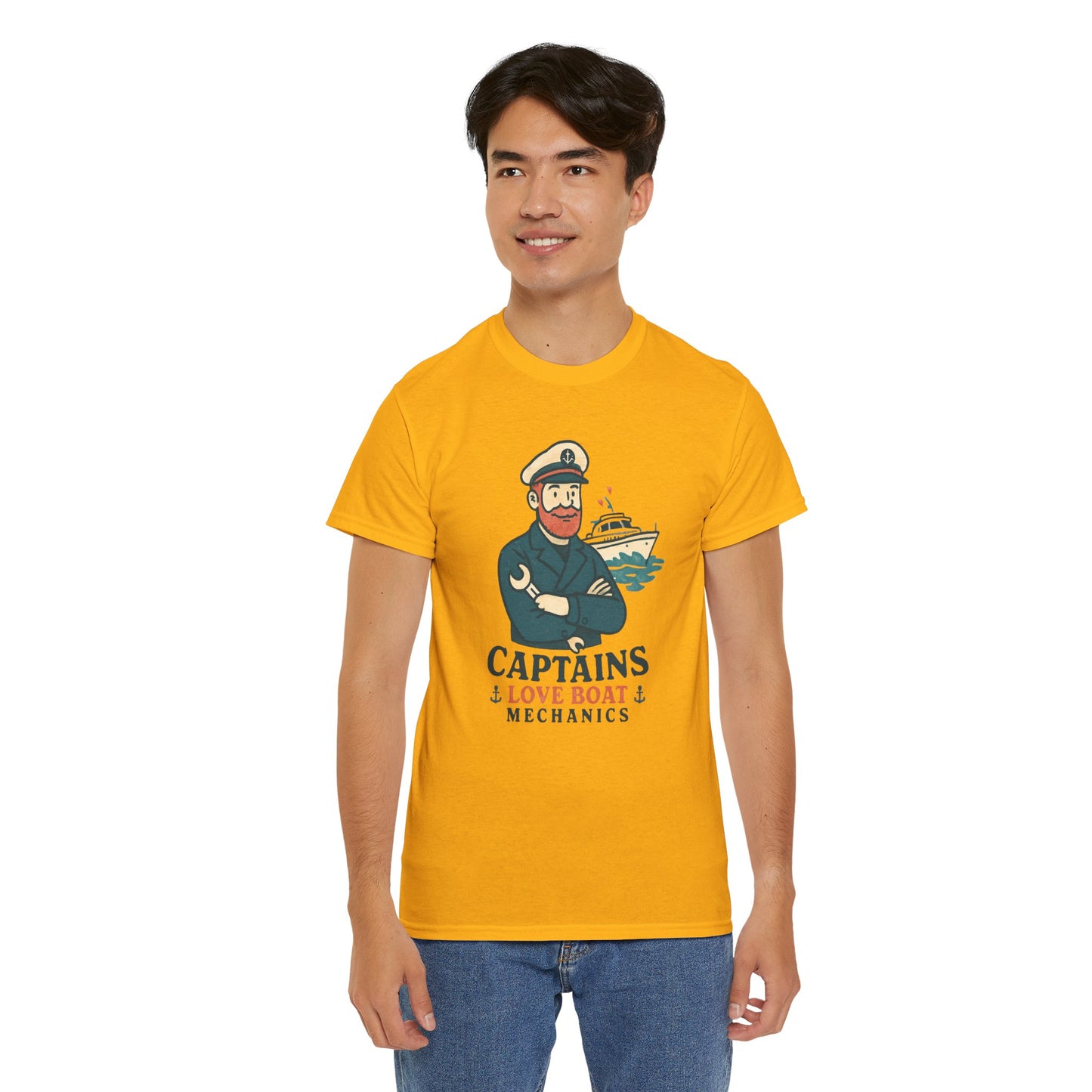 Captain Mechanics T‑Shirt — "Captains Love Boat Mechanics" Nautical Crew Tee