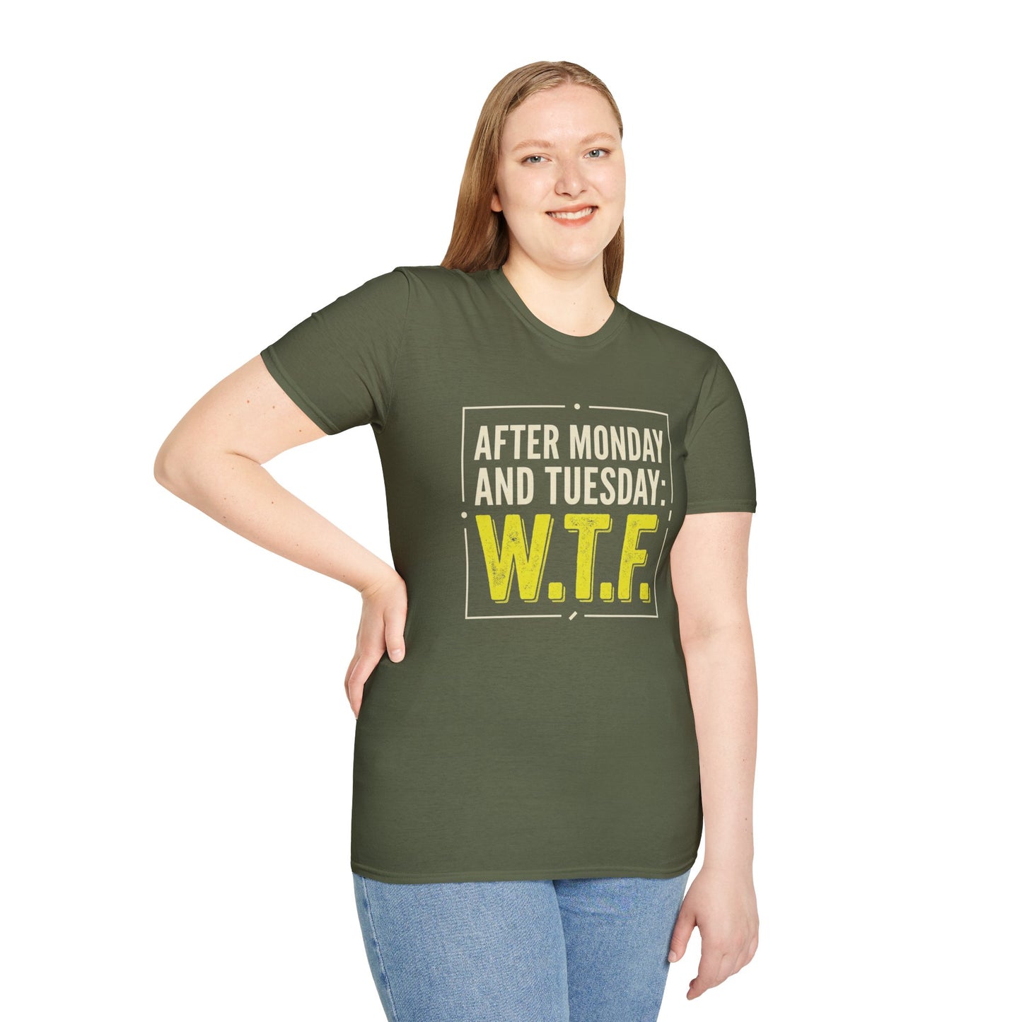 W.T.F. Funny Graphic T‑Shirt — "After Monday and Tuesday: W.T.F." Novelty Tee for Weekend Lovers