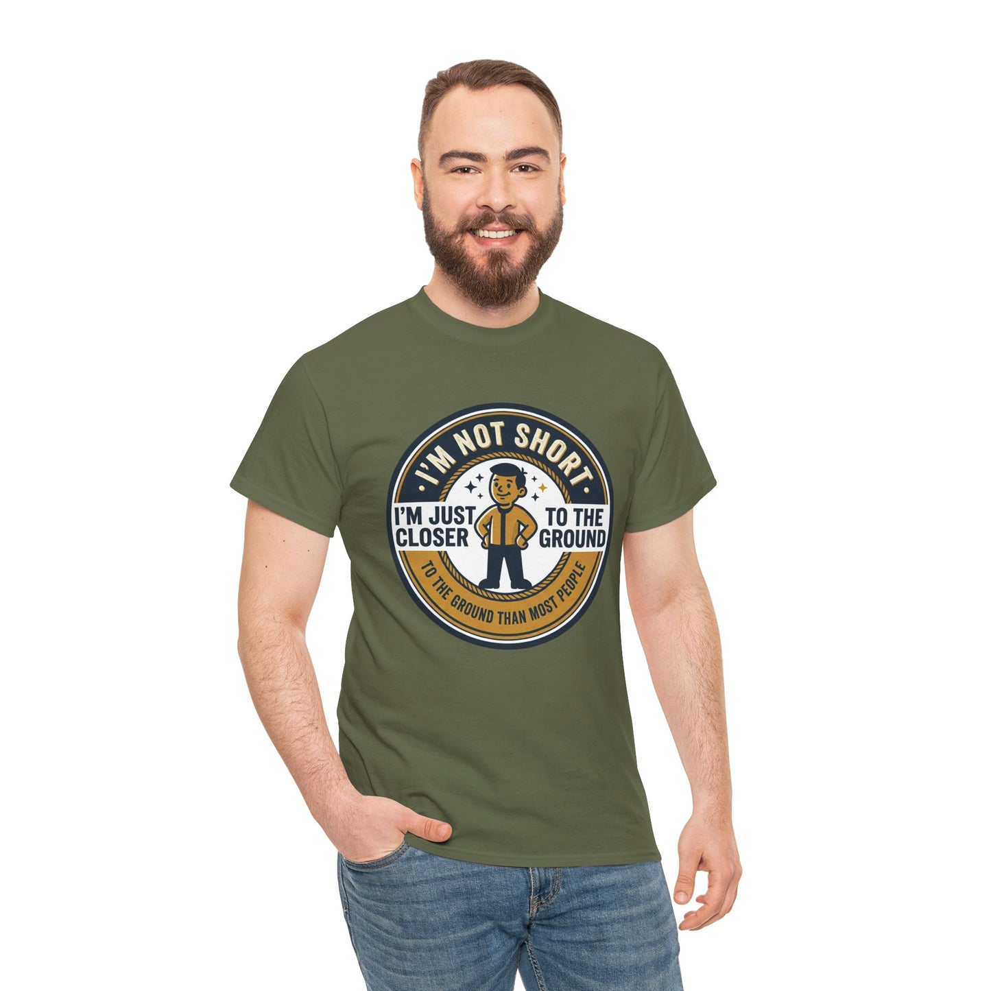 "I'm Not Short, I'm Just Closer to the Ground" Funny Short Height Graphic Tee