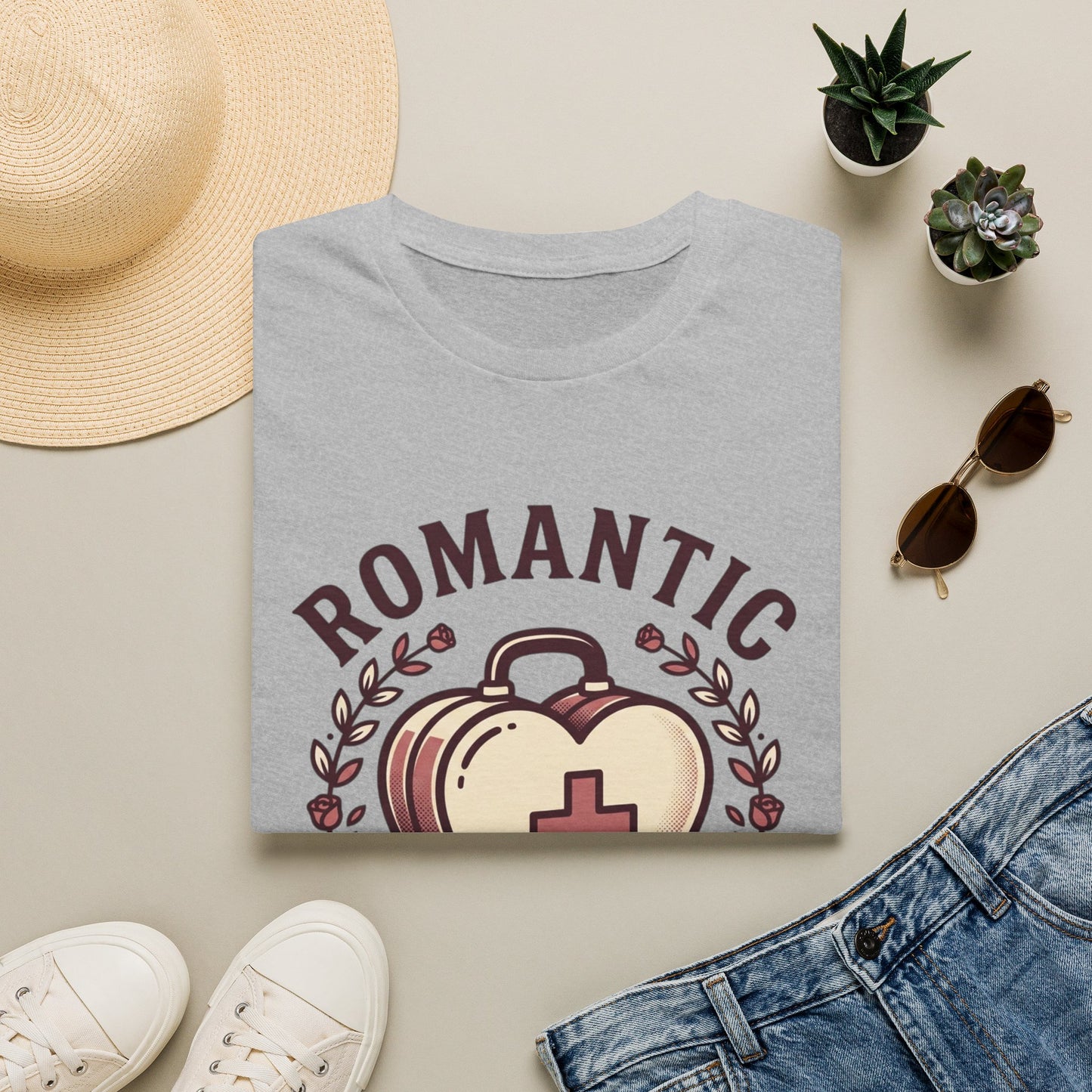Romantic Provider T-Shirt — Heart Medical Badge Vintage Nurse Love Tee