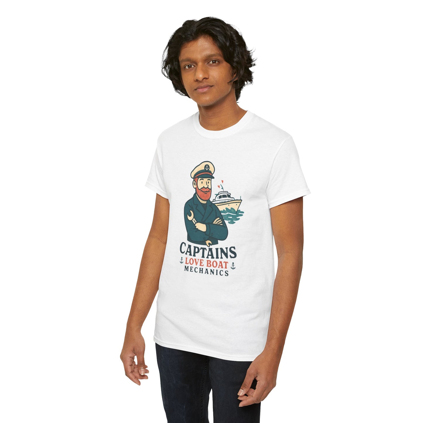 Captain Mechanics T‑Shirt — "Captains Love Boat Mechanics" Nautical Crew Tee