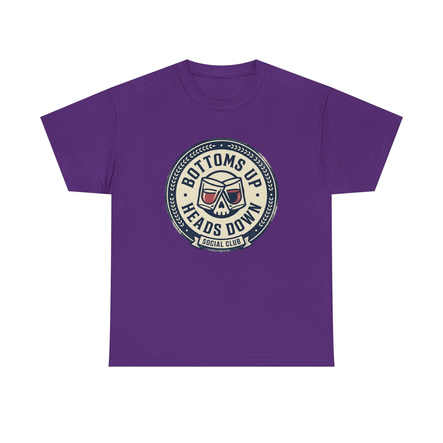 "Bottoms Up Heads Down" Skull Beer Logo Tee