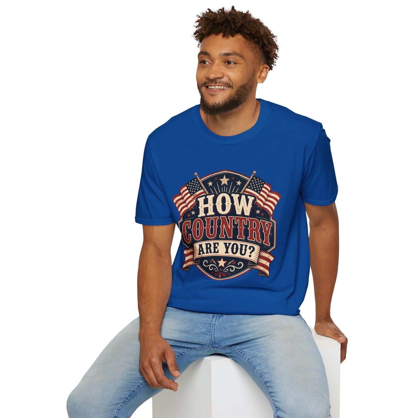 How Country Are You? T-Shirt — Vintage American Flag Country Graphic Tee
