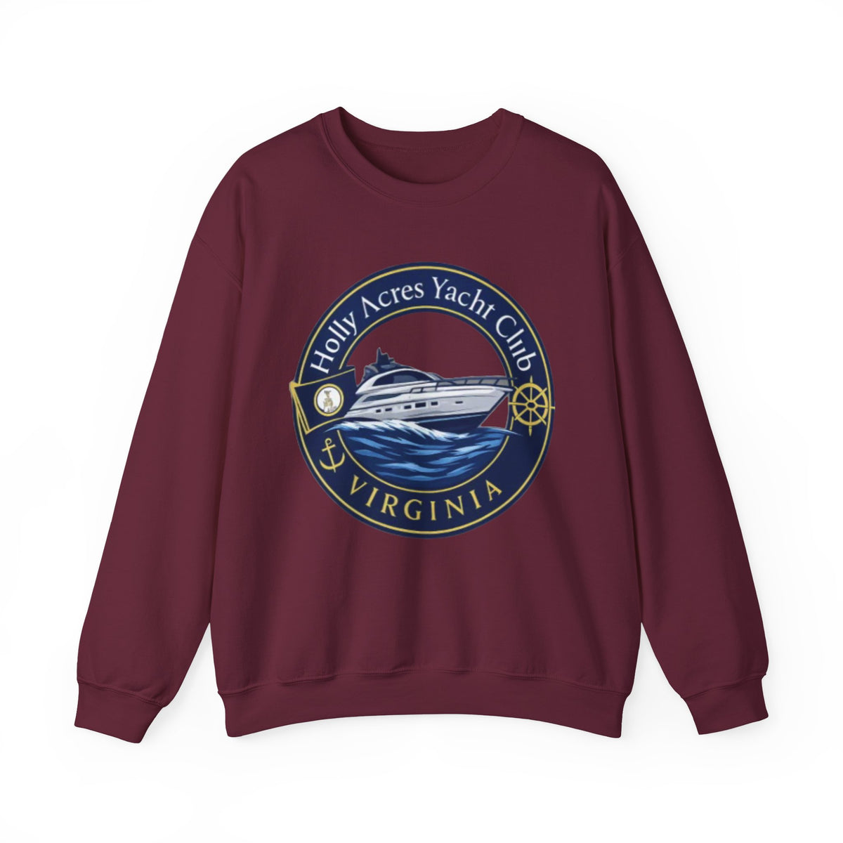 Virginia Yacht Club Crewneck Sweatshirt — "Holly Acres Yacht Club" Nautical Logo