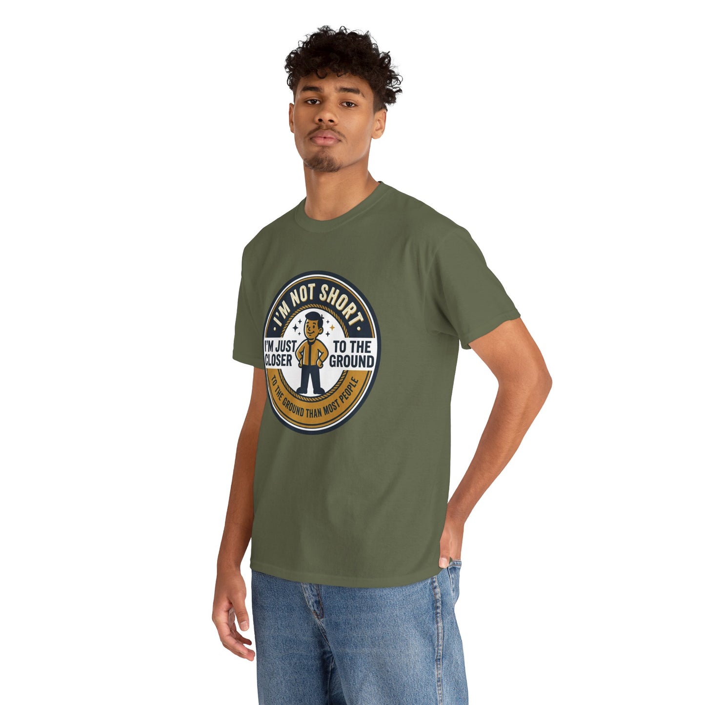 "I'm Not Short, I'm Just Closer to the Ground" Funny Short Height Graphic Tee