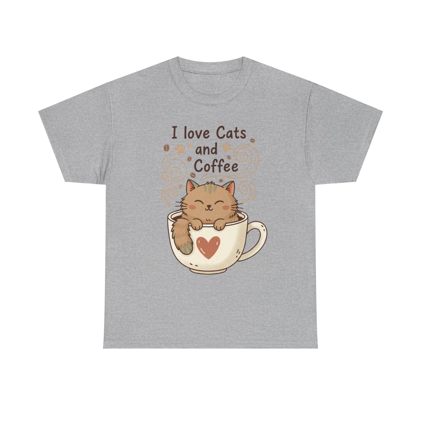 Cat and Coffee T‑Shirt — "I Love Cats and Coffee" Cute Cat in Mug Tee