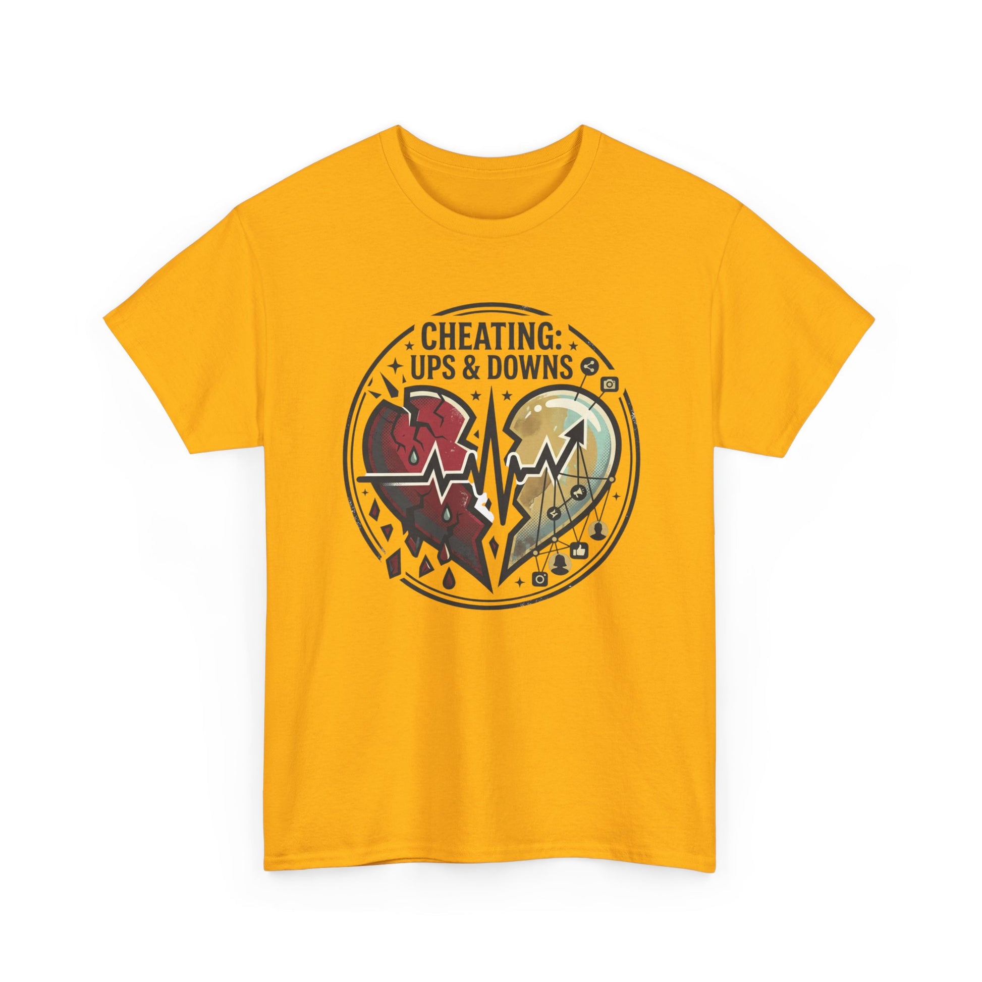 Cheating: Ups & Downs Broken Heart Graphic Tee Printify