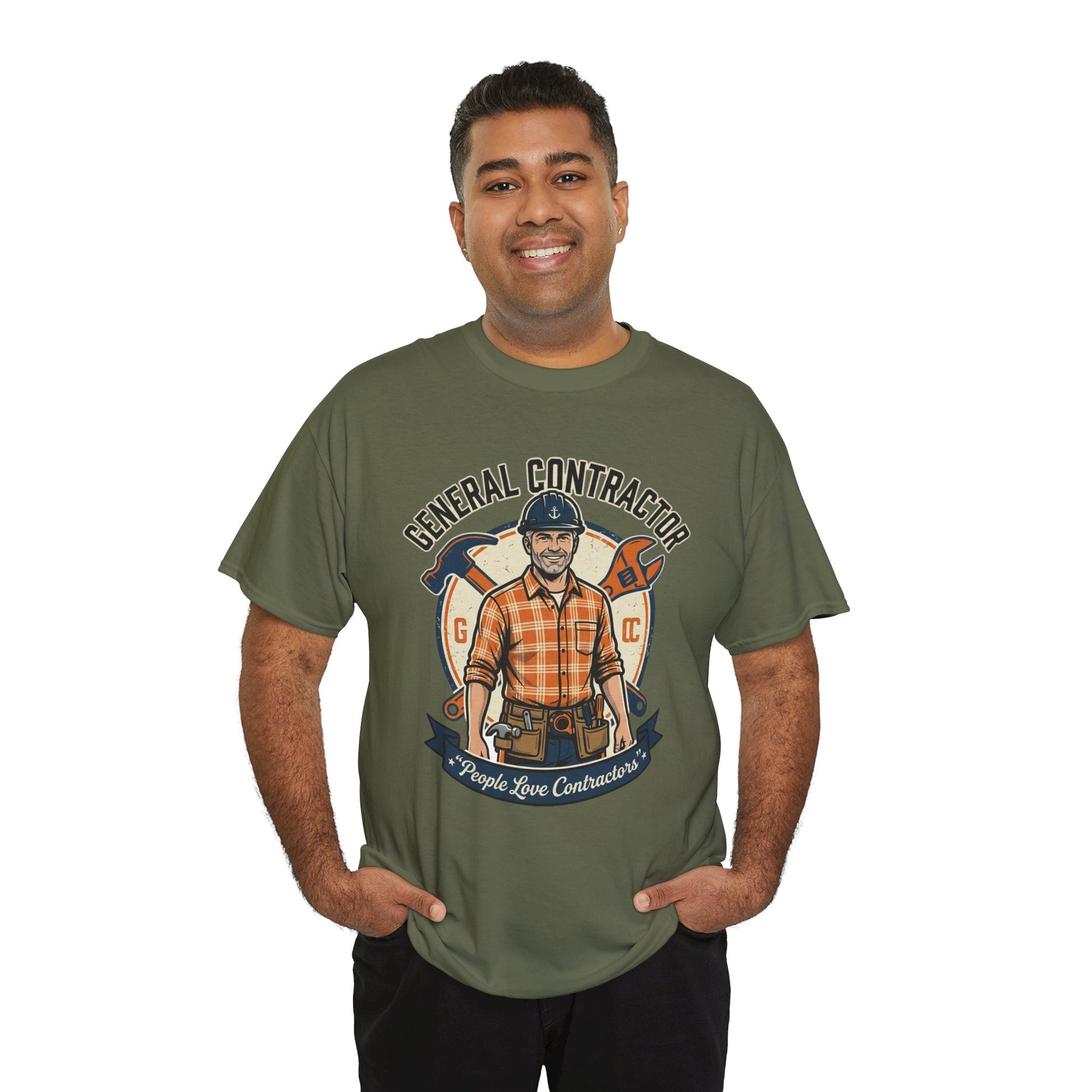 General Contractor T-Shirt — Vintage Construction Worker Logo Tee Printify