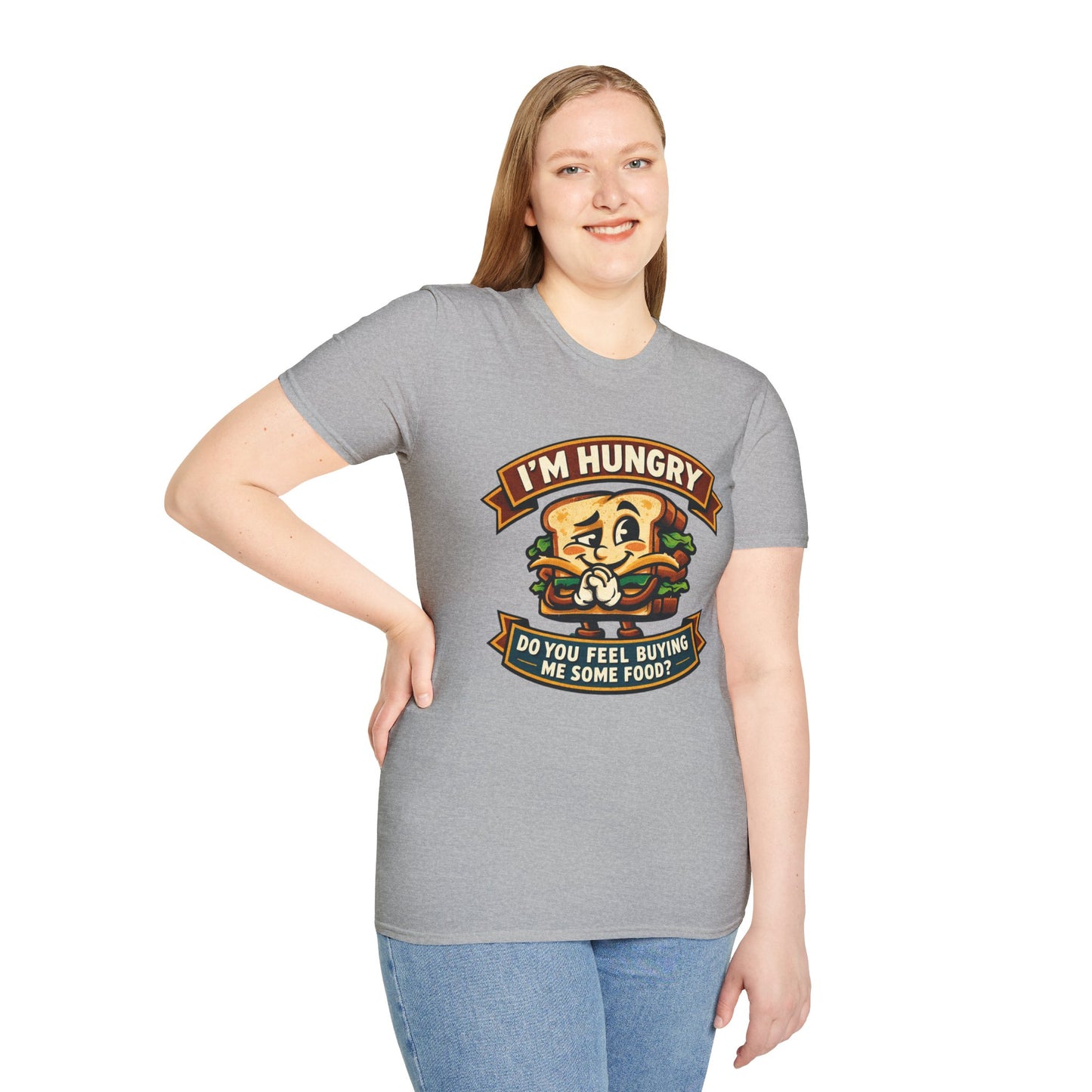 I'm Hungry Burger Graphic T-Shirt — "Do You Feel Buying Me Some Food?" Funny Foodie Tee