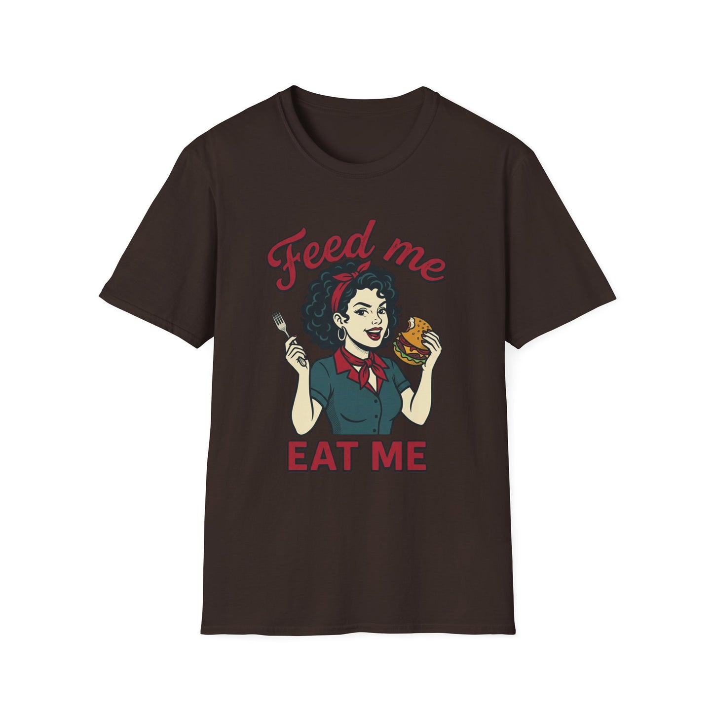 Feed Me Eat Me T-Shirt — Retro Pinup Burger Graphic Tee Printify