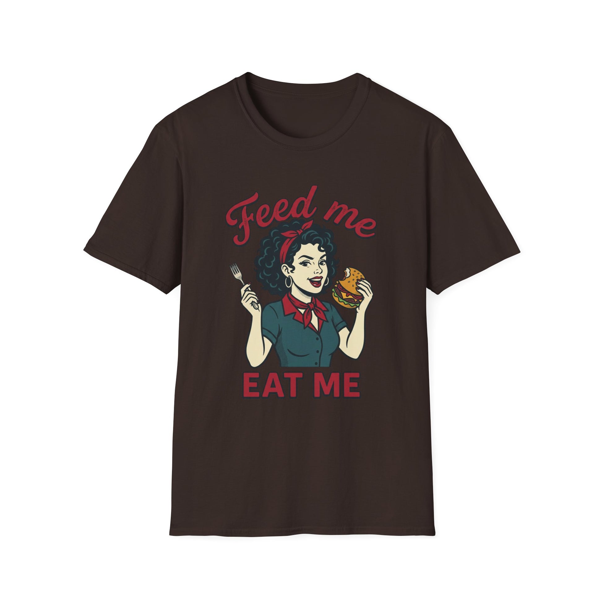 Feed Me Eat Me T-Shirt — Retro Pinup Burger Graphic Tee Printify