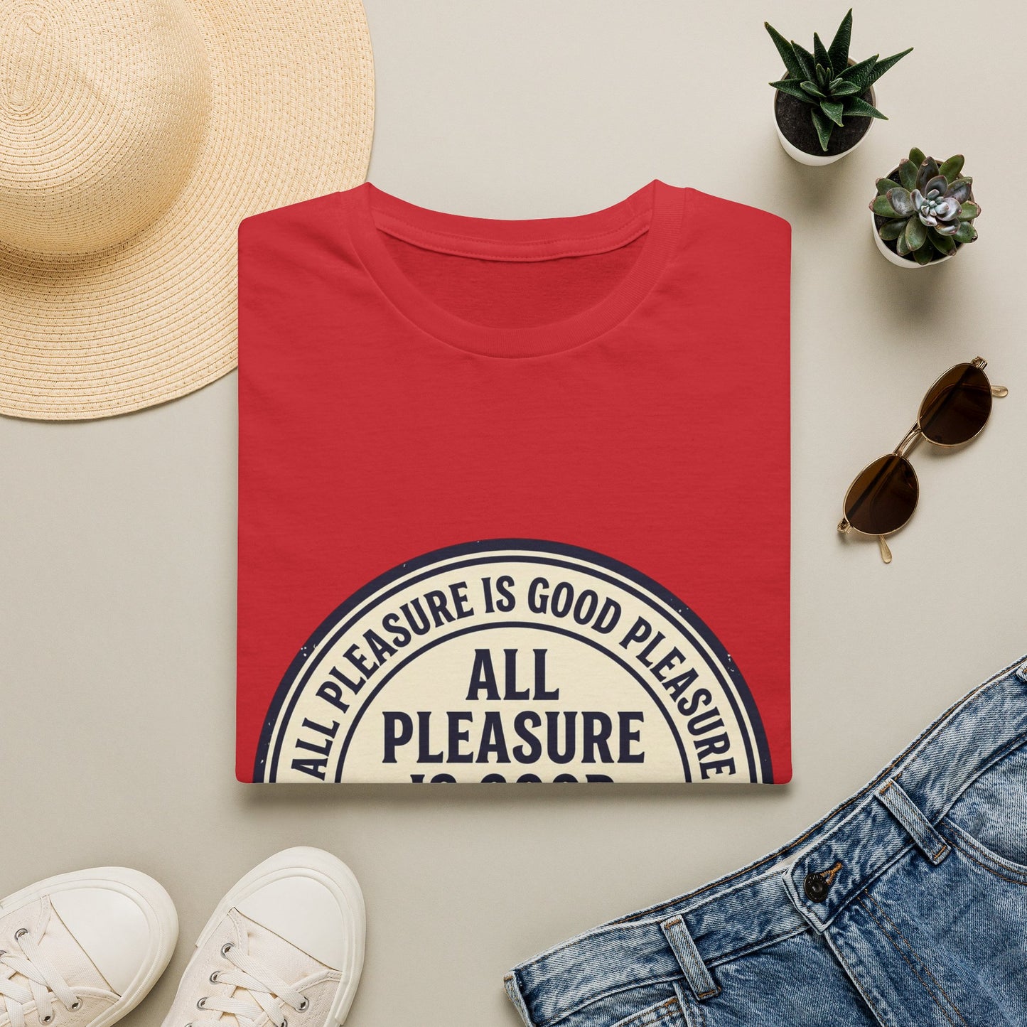 "All Pleasure Is Good Pleasure" Vintage Badge Tee